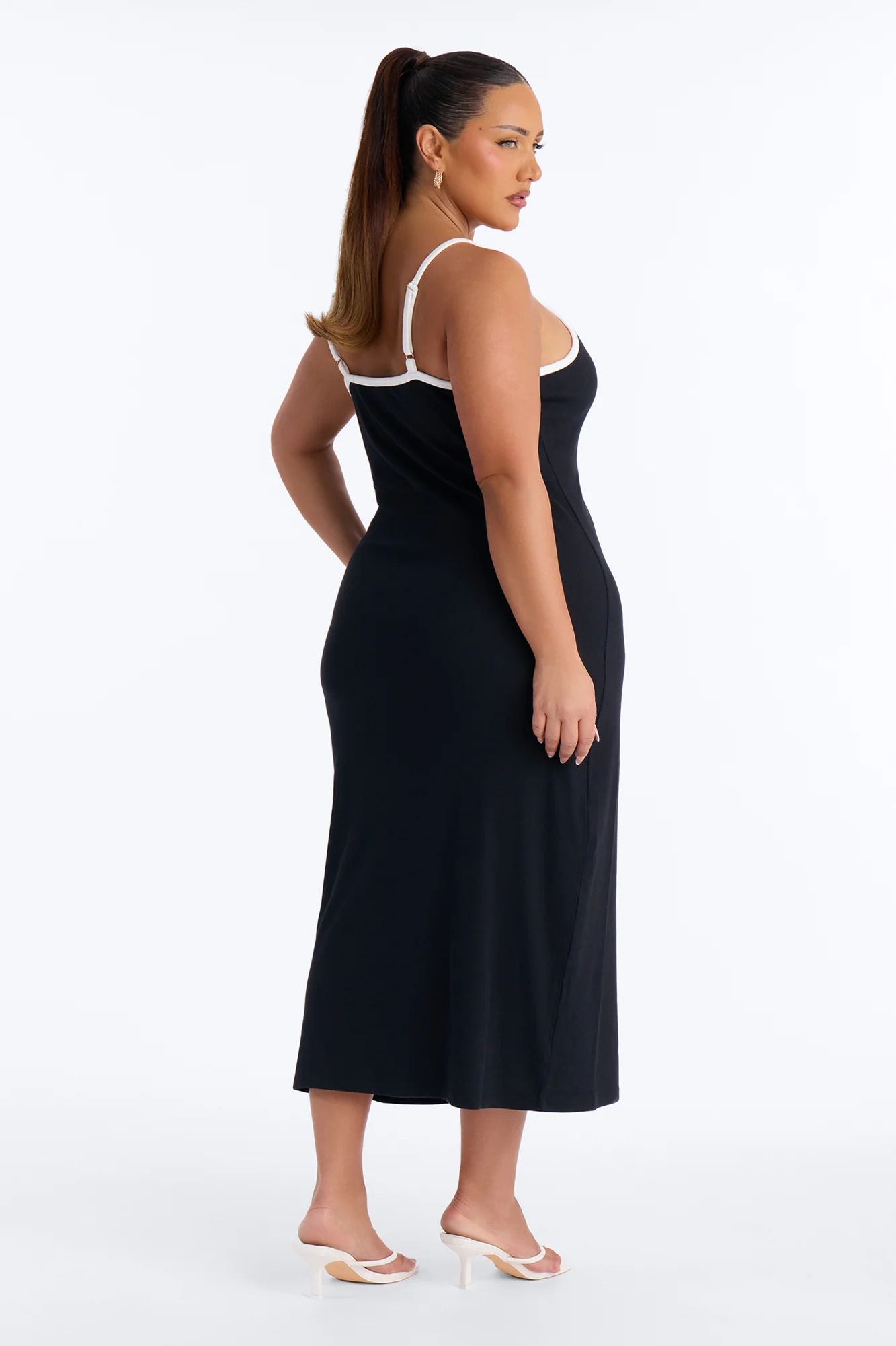 Lowkey Built In Bra Cami Midi Dress - Black - Image 7