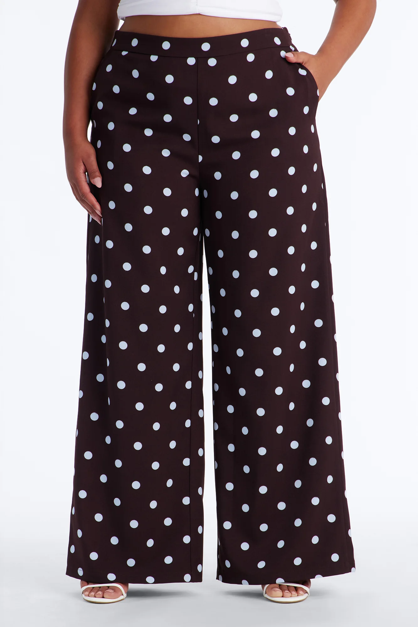 Lucelia Polka Dot Trouser Pant - Chocolate/Combo - Image 6