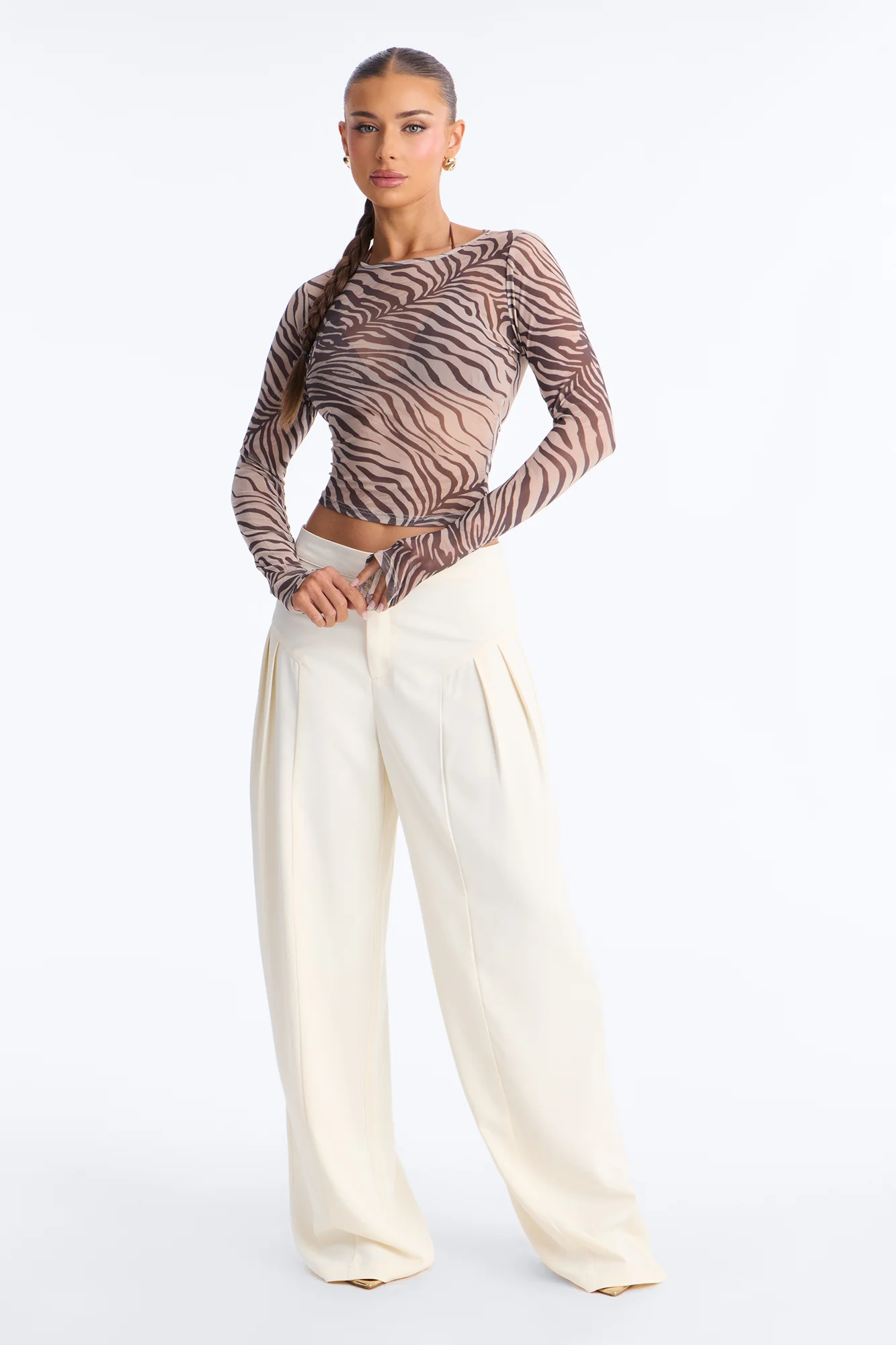 Luciane Pleated Trouser Pant 33″ - Ivory