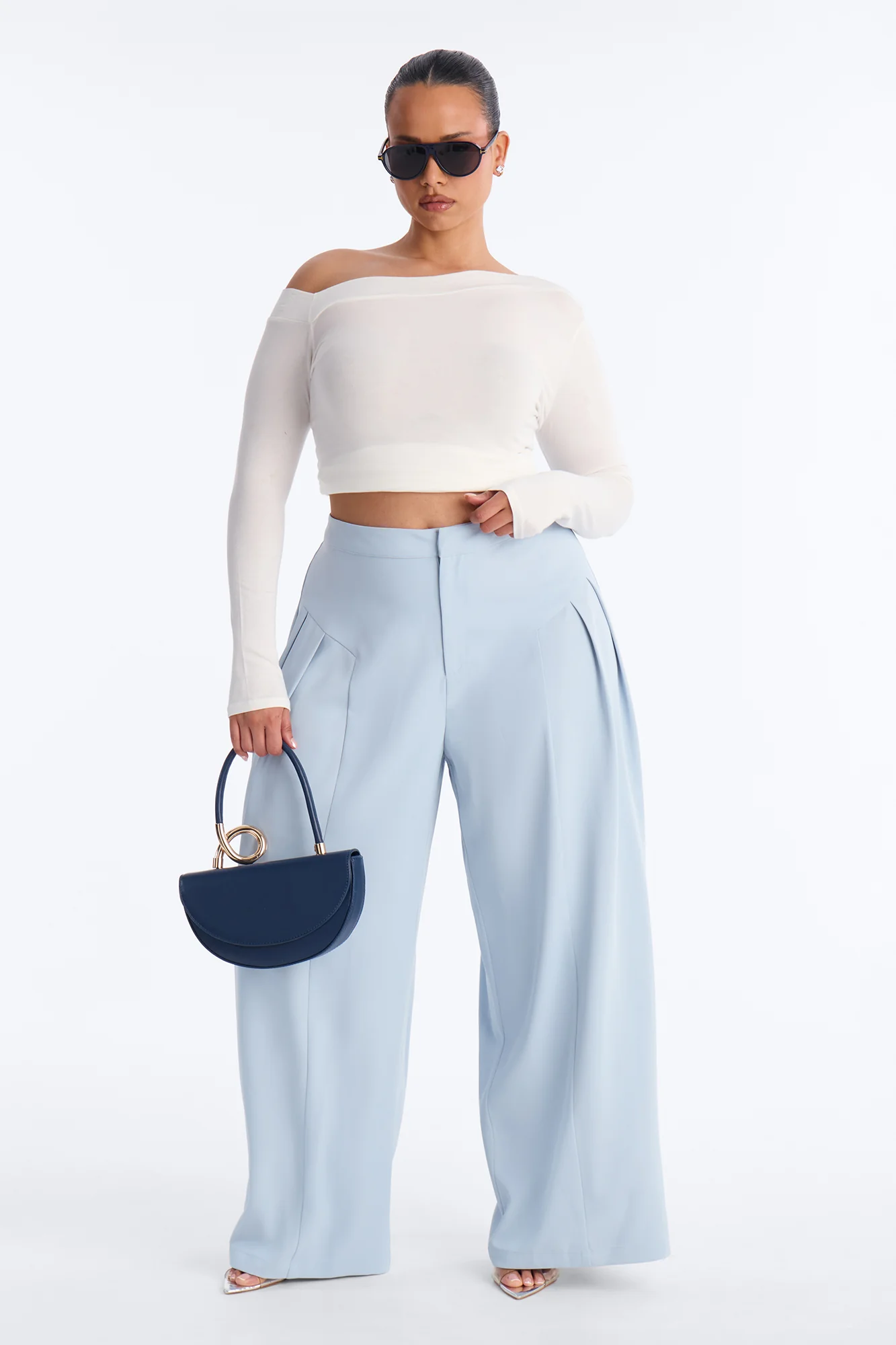 Luciane Pleated Trouser Pant 33″ - Light Blue - Image 5