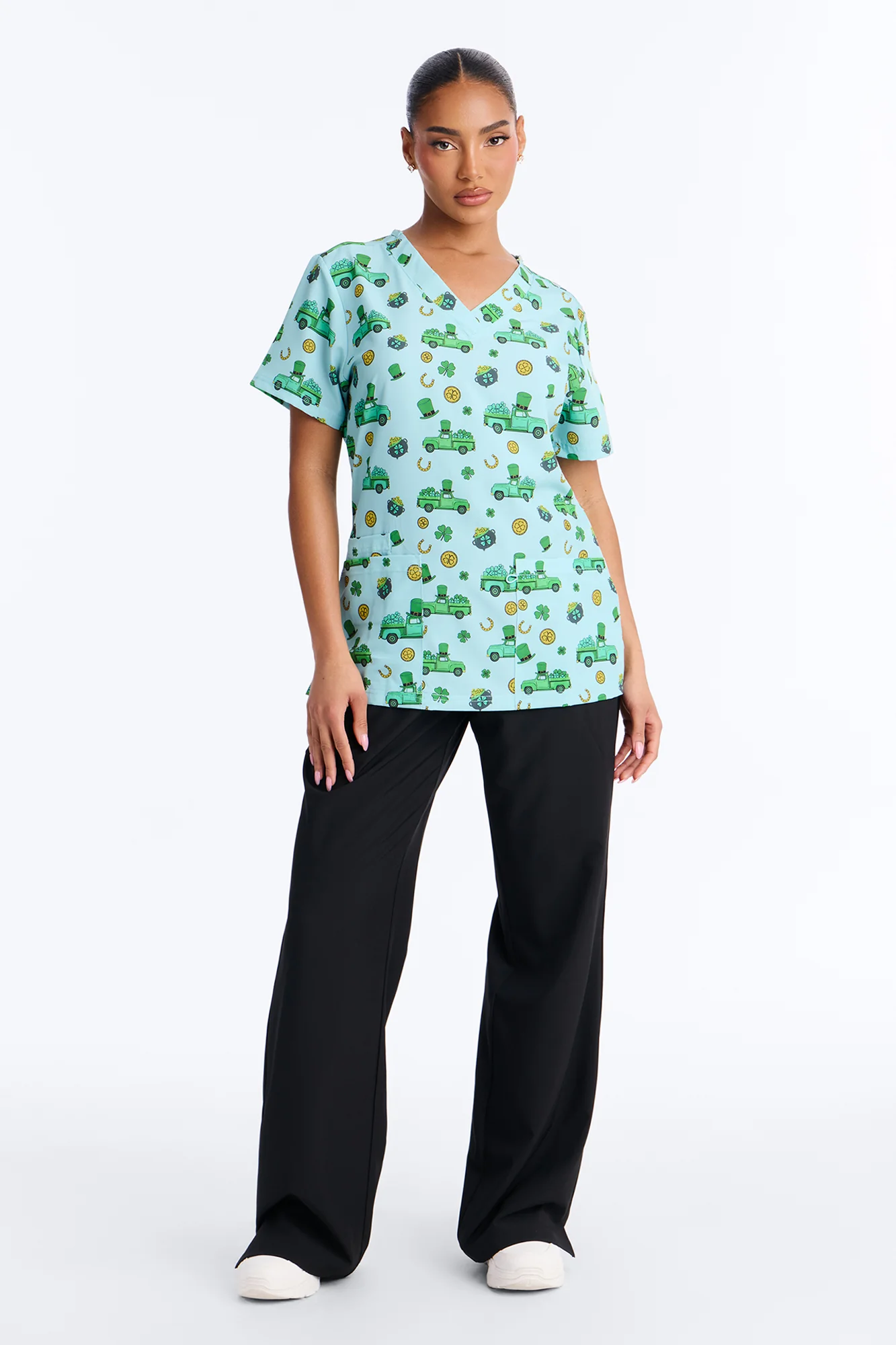 Luck In A Pick Up Truck Scrub Top - Green/combo - Image 2