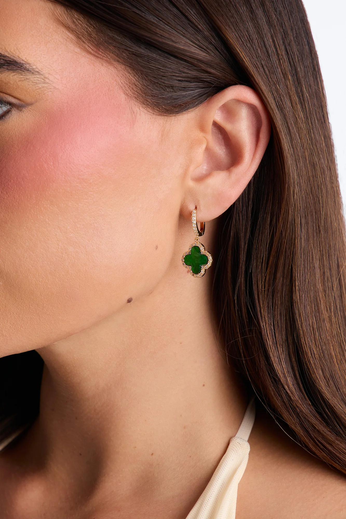 Luckiest Me Drop Earrings - Gold/Green