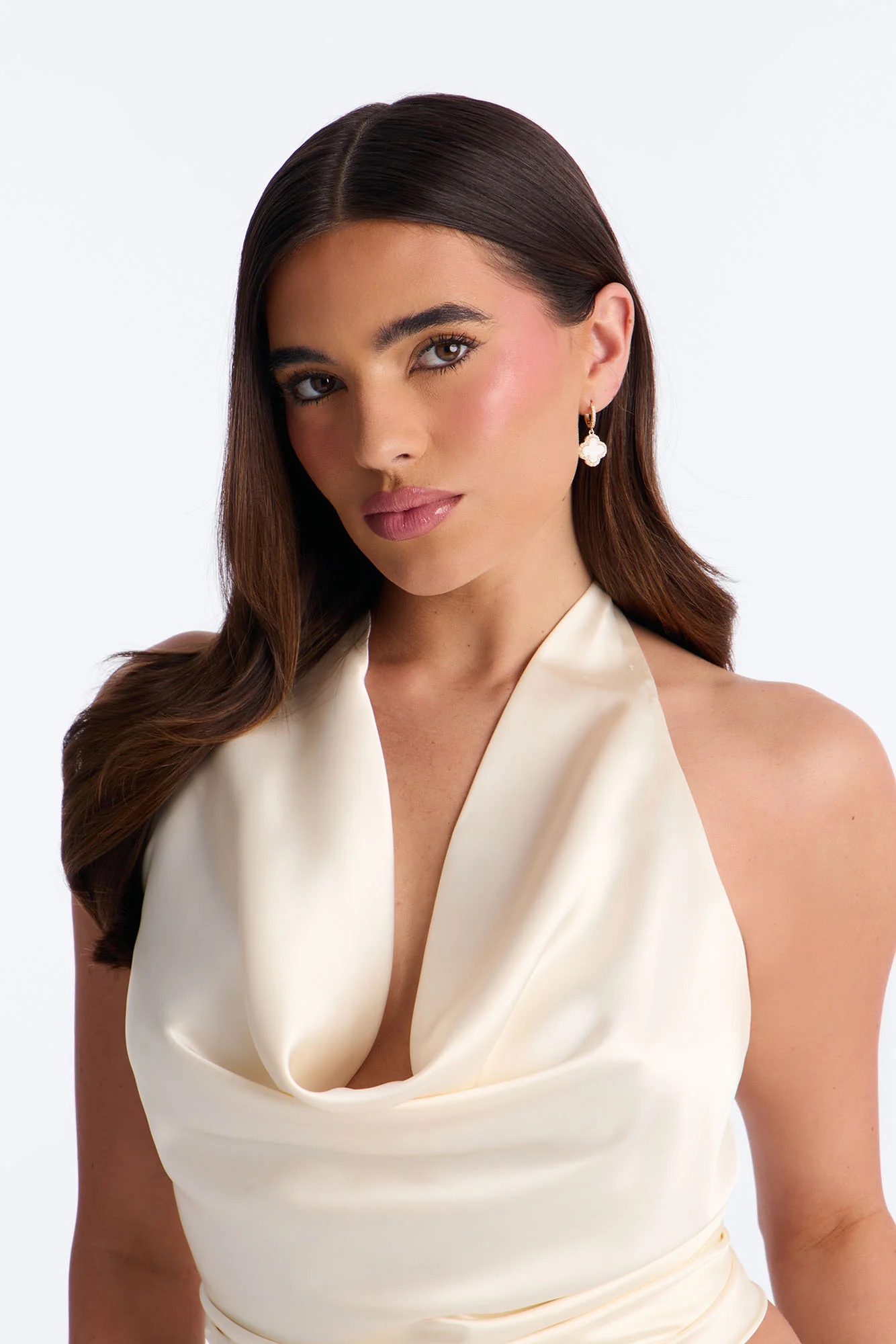 Luckiest Me Drop Earrings - White/Gold - Image 2