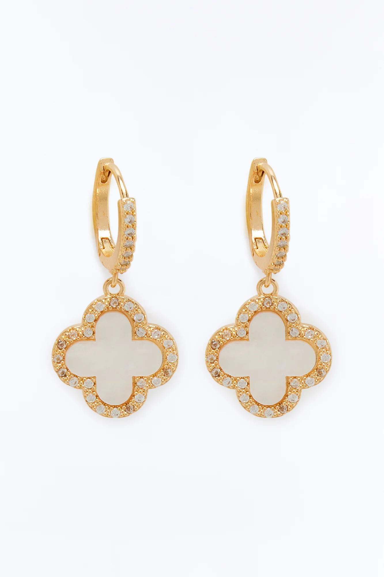 Luckiest Me Drop Earrings - White/Gold - Image 3