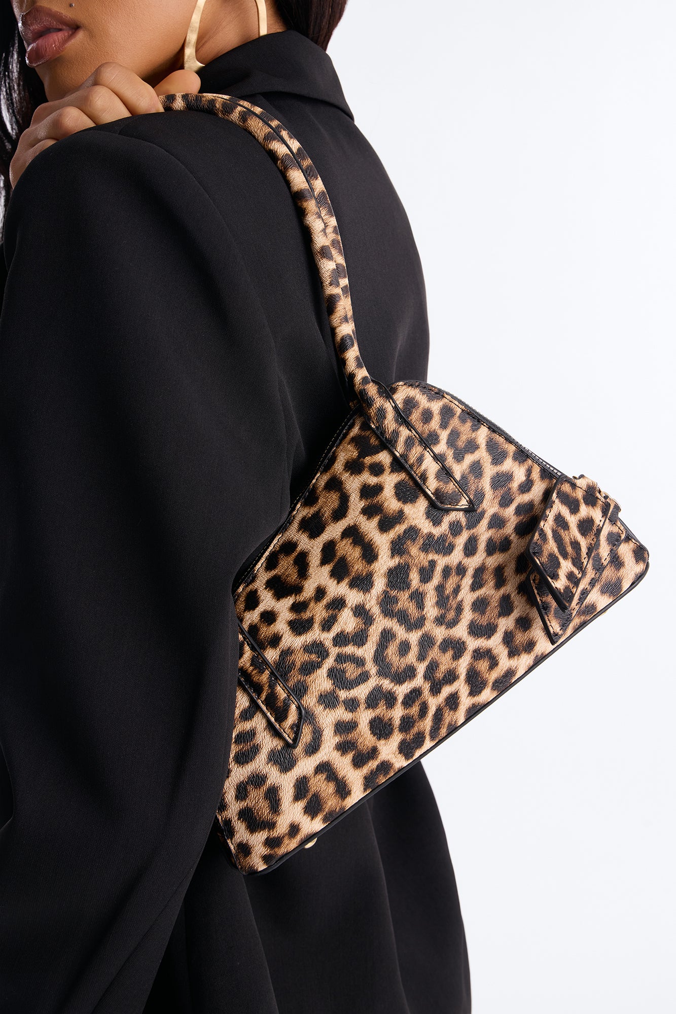 Lucky Catch Embossed Croc Shoulder Handbag - Leopard