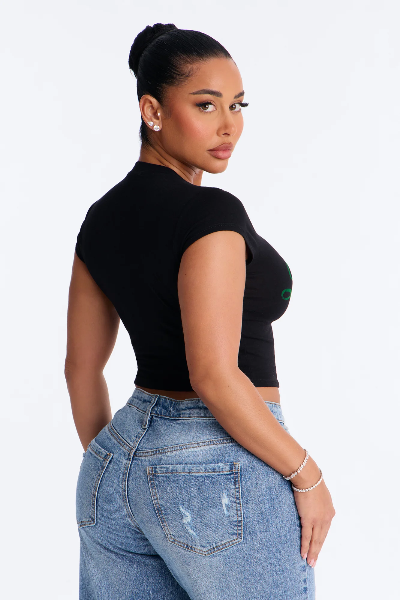 Lucky Girl Baby Tee - Black - Image 4