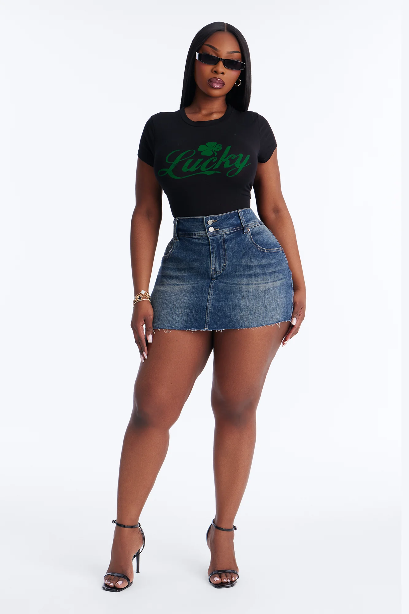Lucky Girl Baby Tee - Black - Image 6