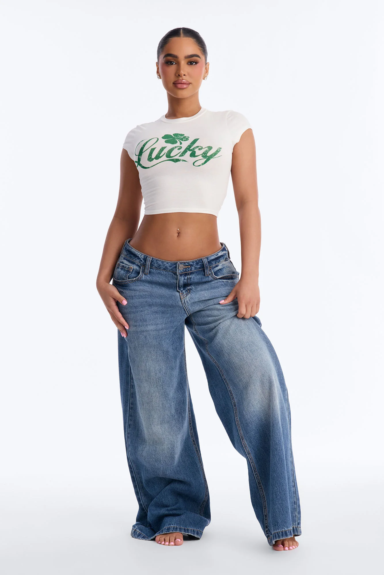 Lucky Girl Baby Tee - White - Image 2