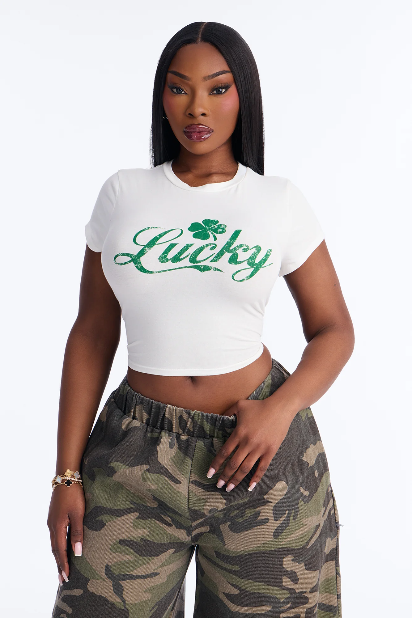 Lucky Girl Baby Tee - White - Image 4