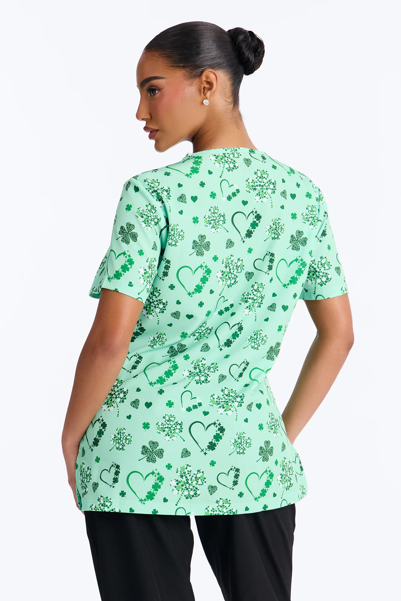 Lucky In Love Scrub Top - Green/combo - Image 3