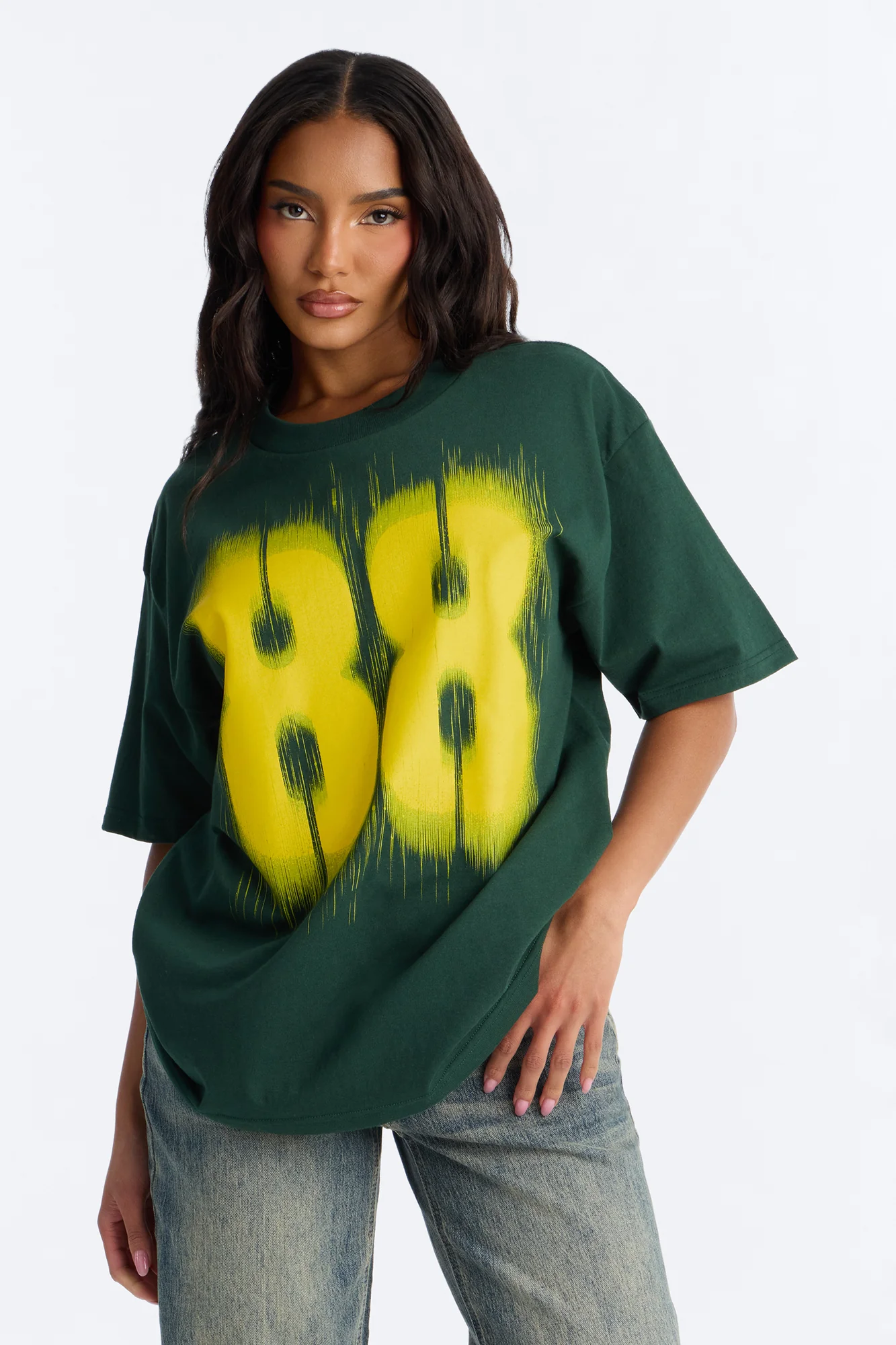 Lucky Number 88 Boxy Tee - Hunter