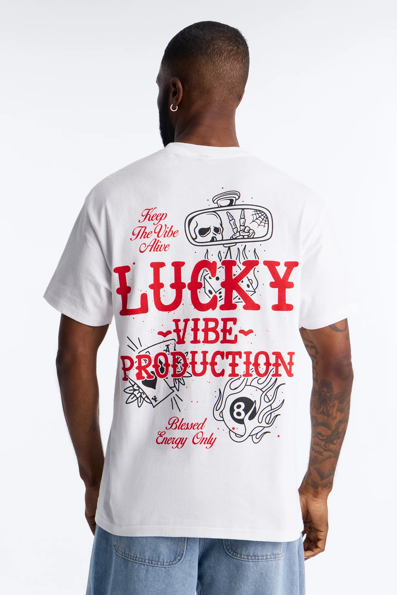 Lucky Vibes Oversized Short Sleeve Tee - White