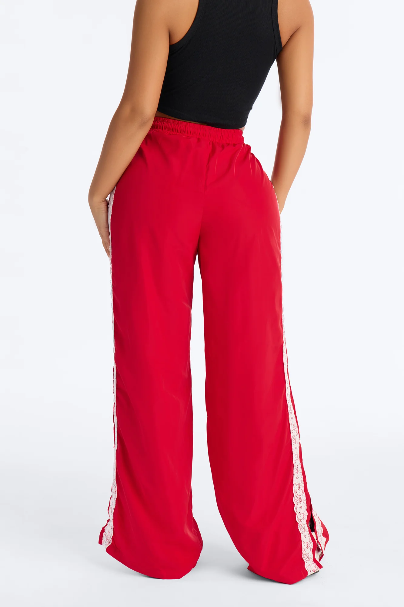 Lucky You Laced Windbreaker Lounge Pant - Red - Image 4