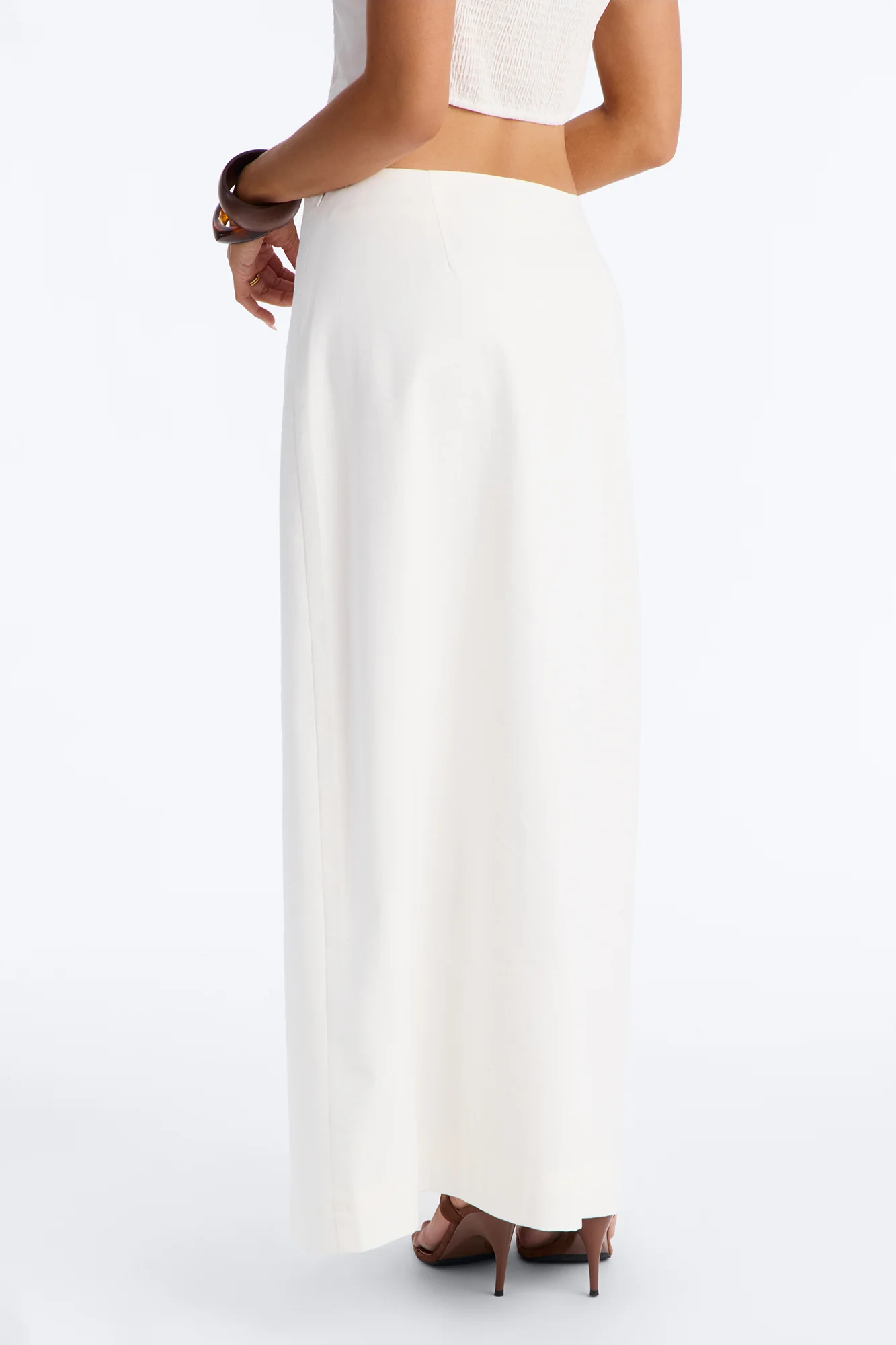 Lucy Linen Button Up Maxi Skirt - White - Image 3
