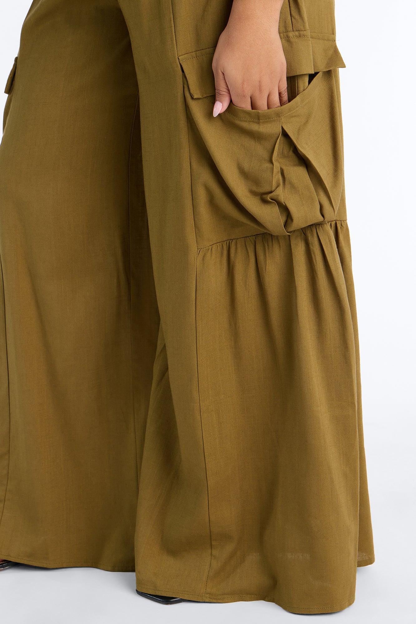 Lulu Wide Leg Pant Set - Olive - Image 6