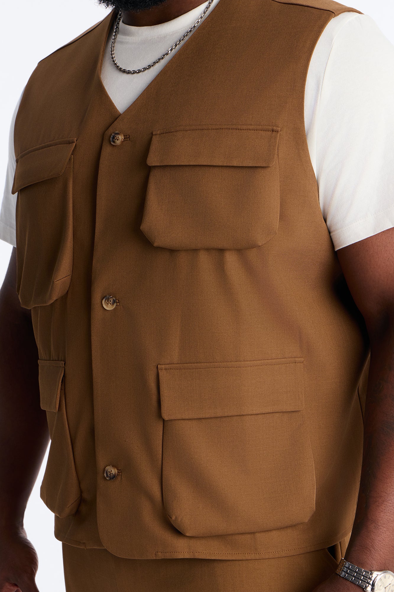 Lumina All Over Pocket Elevated Vest - Brown - Image 6