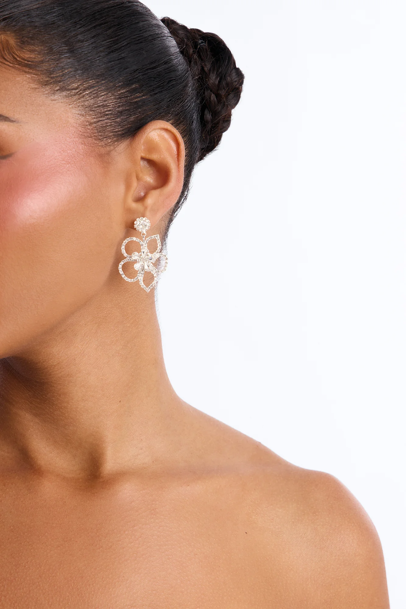 Luminous Garden Floral Earrings - Silver
