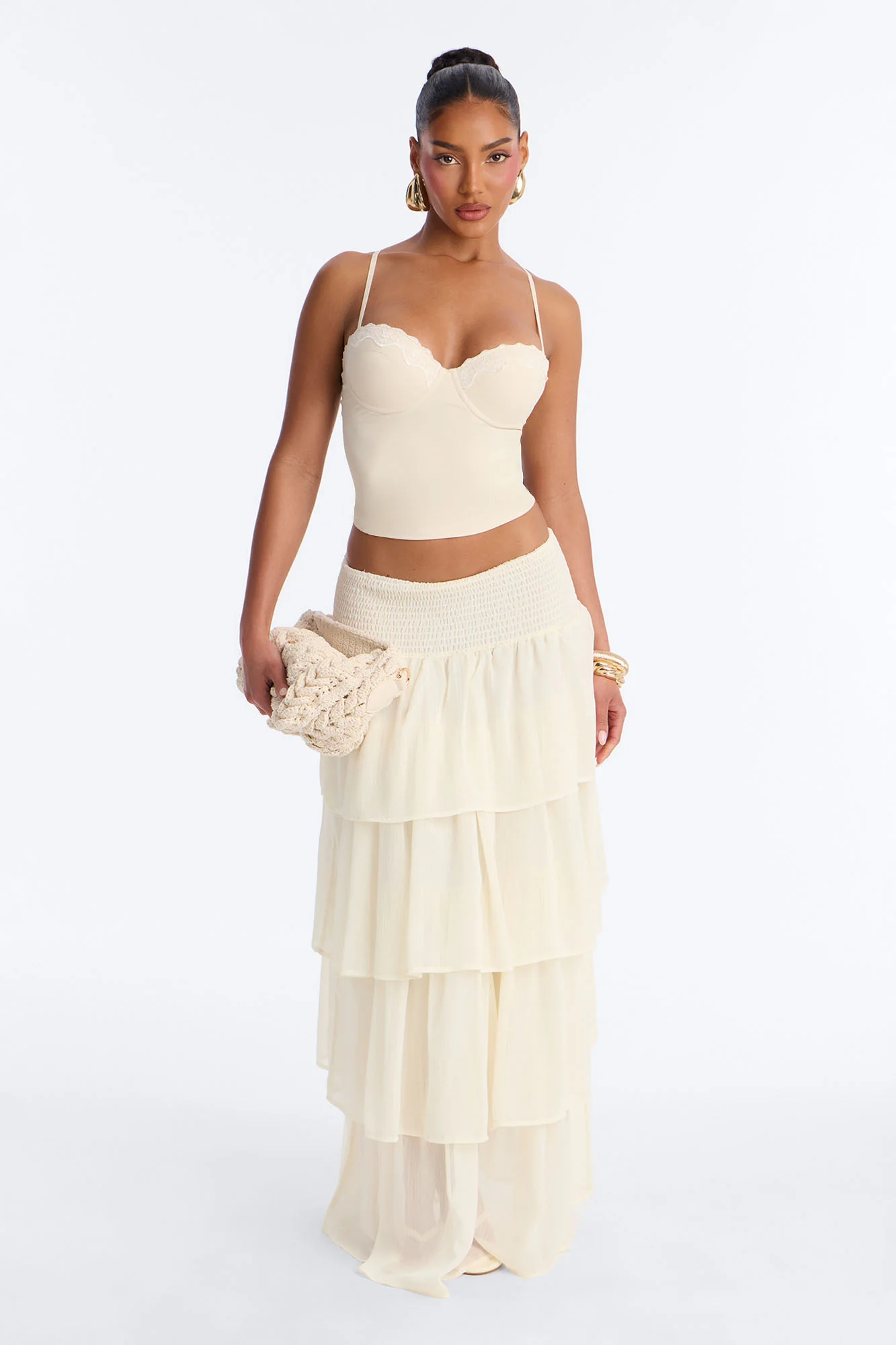 Luminous Love Padded Sweetheart Neck Tank Top - Cream - Image 2