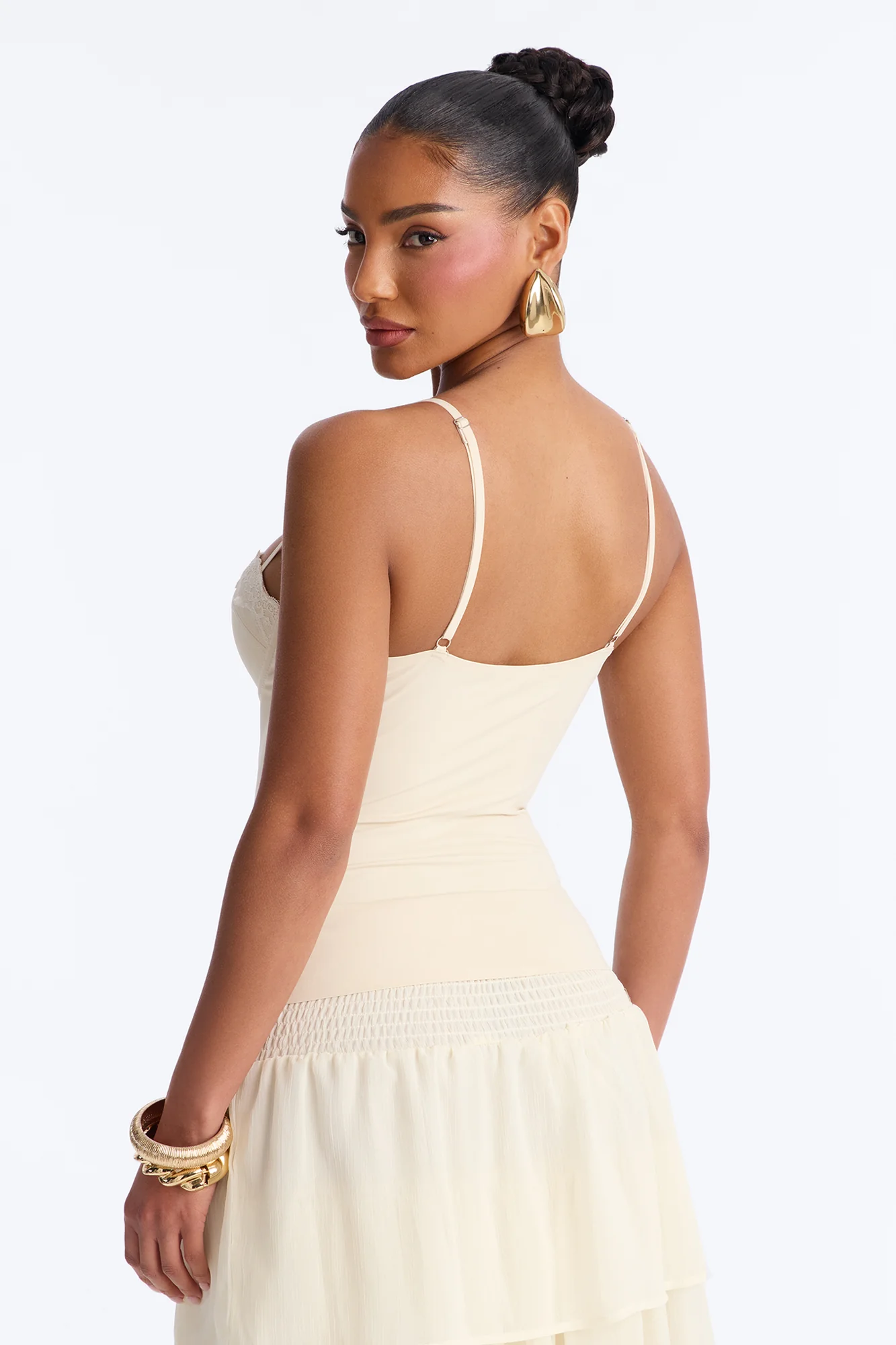 Luminous Love Padded Sweetheart Neck Tank Top - Cream - Image 3