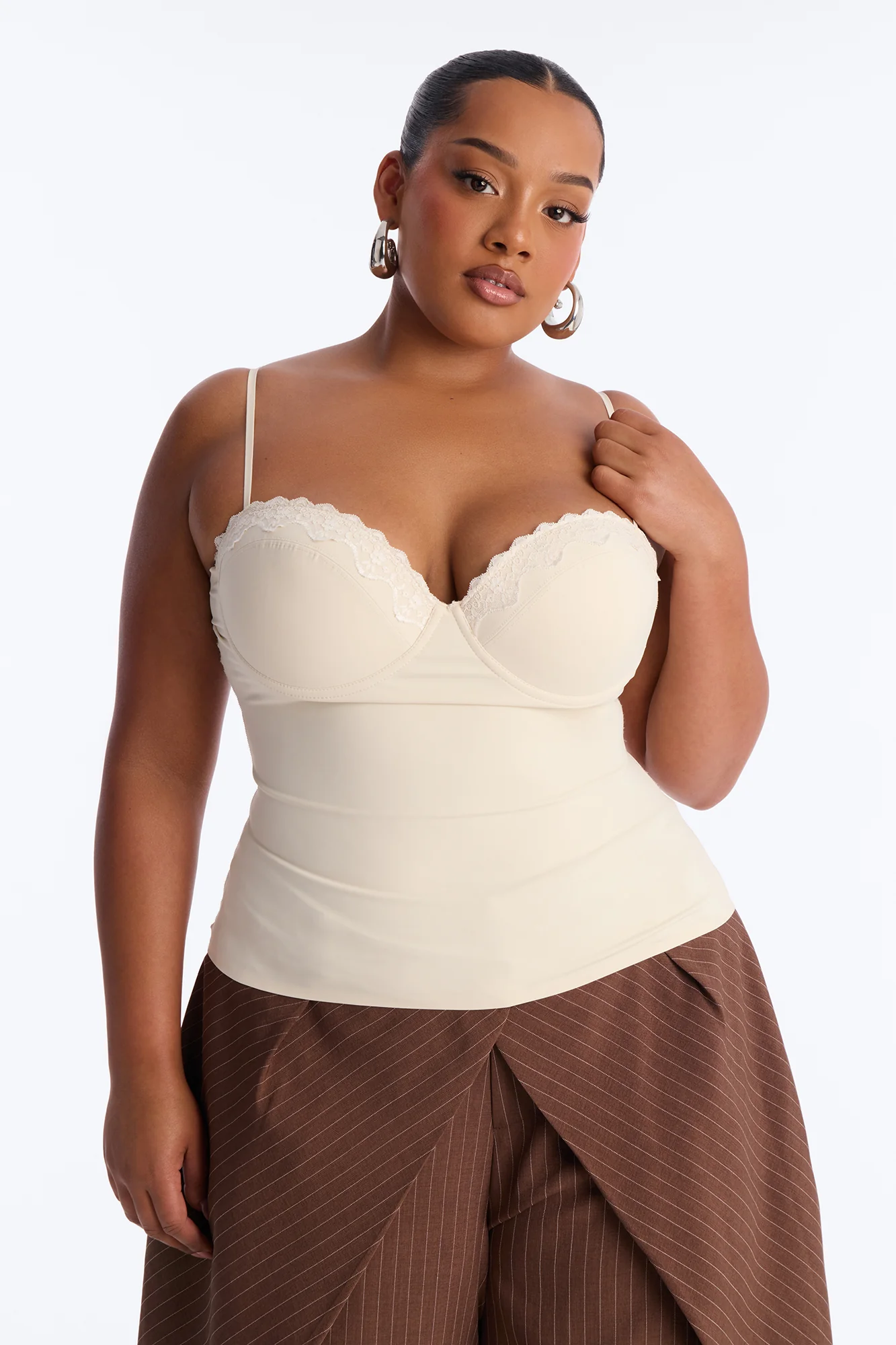 Luminous Love Padded Sweetheart Neck Tank Top - Cream - Image 4