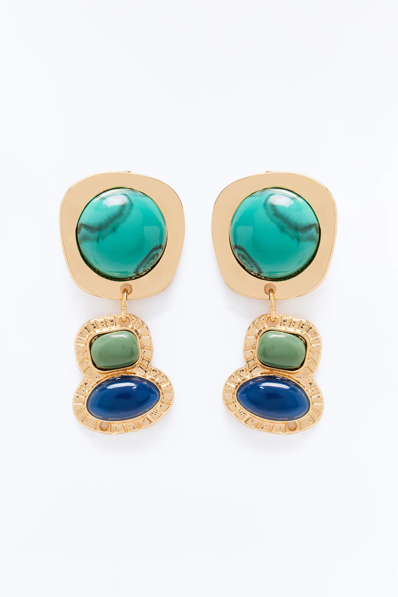 Luna Noir Drop Earrings - Gold/Blue