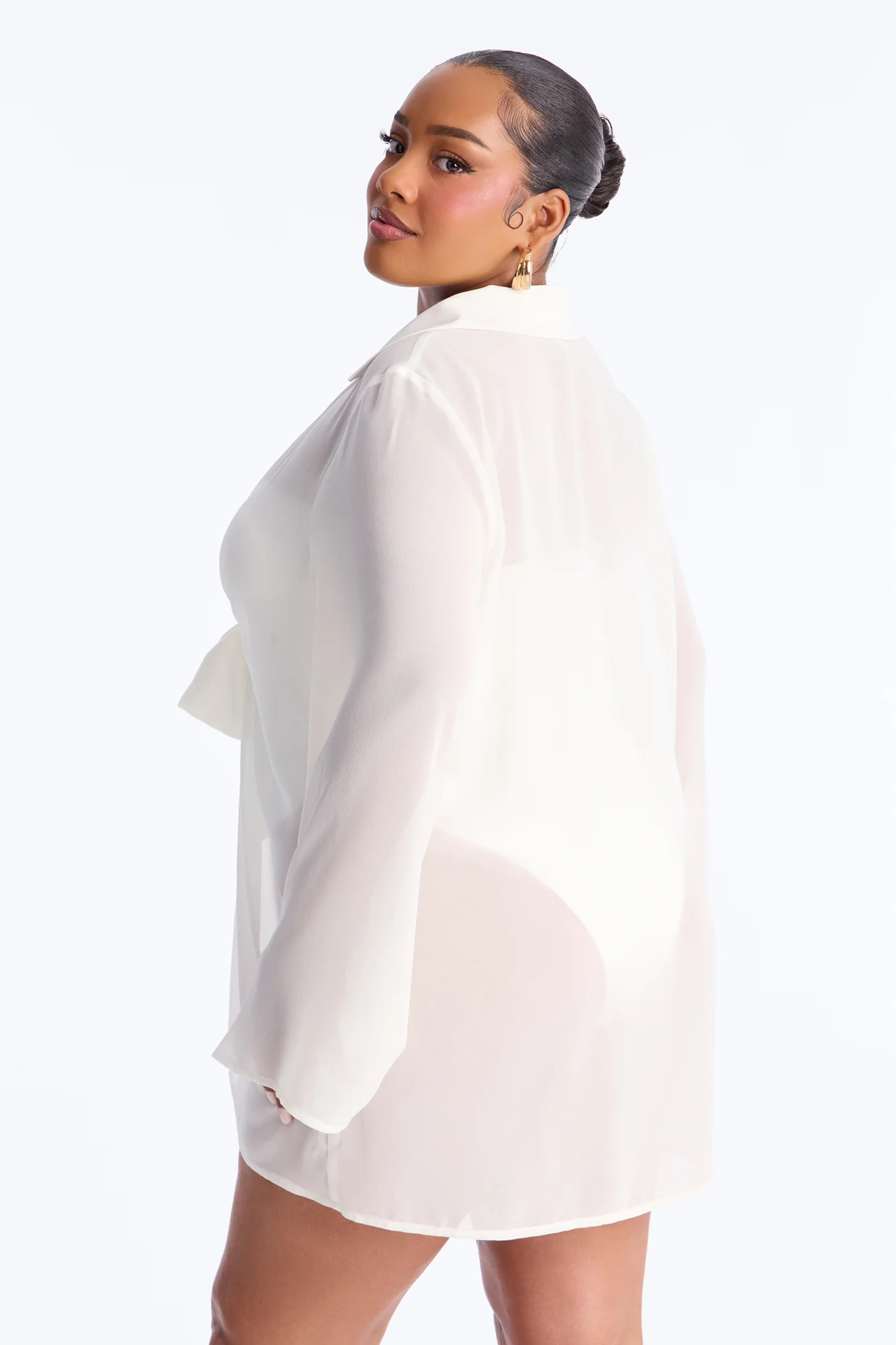 Lush Linen Swim Cover Up Mini Dress - White - Image 7