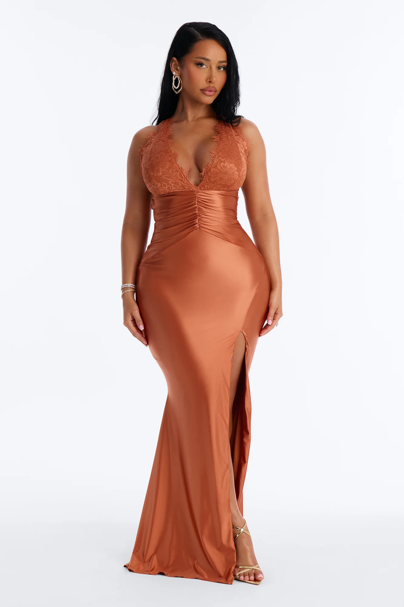 Luxe Feeling Ruched Gown - Copper