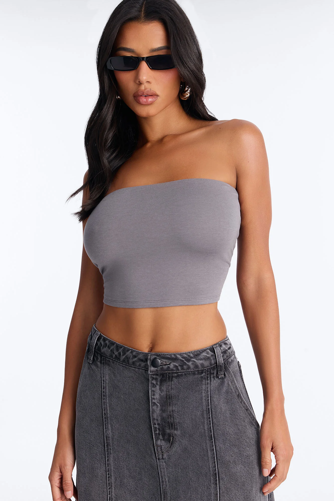 Lyla Double Lined Tube Top - Grey
