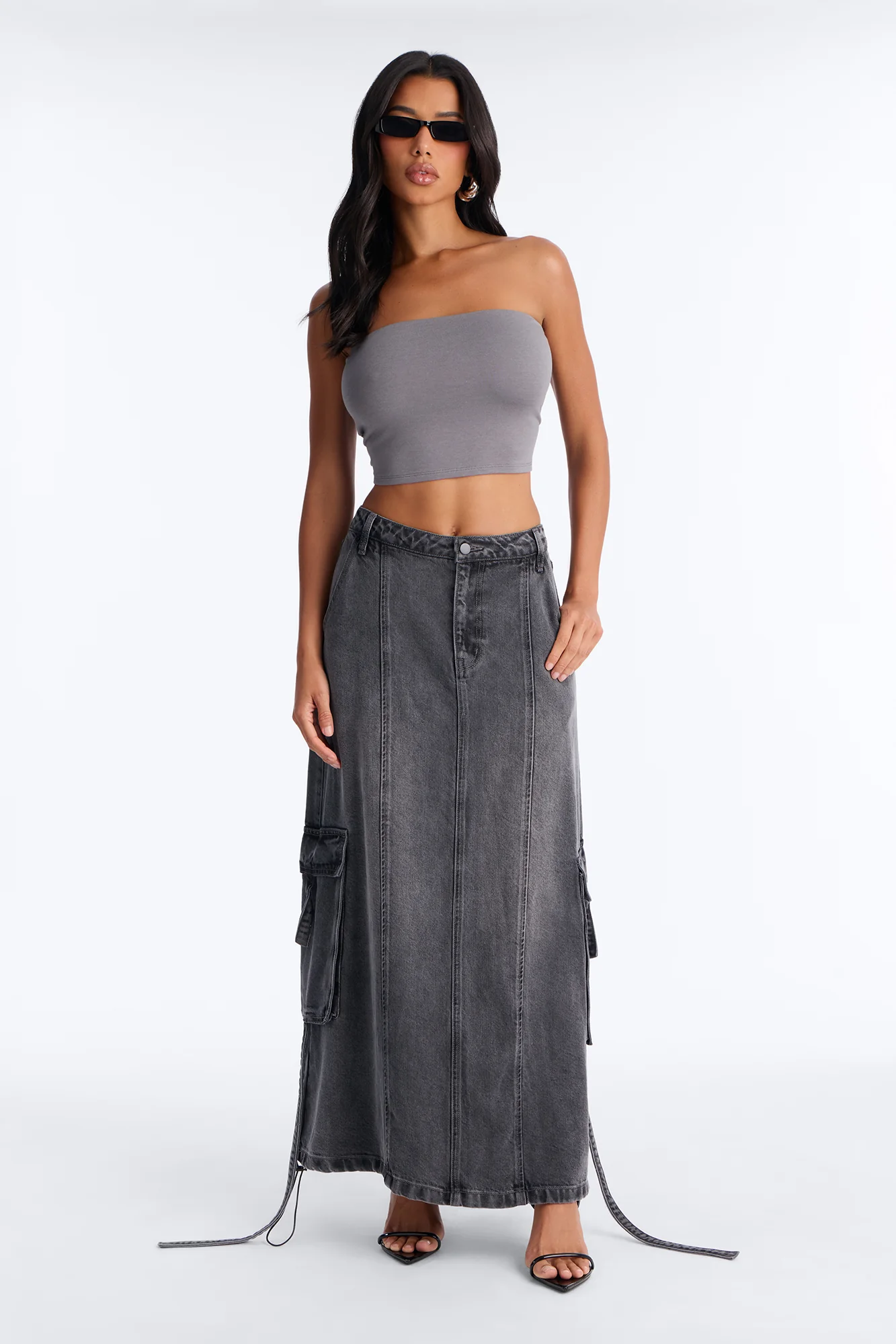 Lyla Double Lined Tube Top - Grey - Image 2