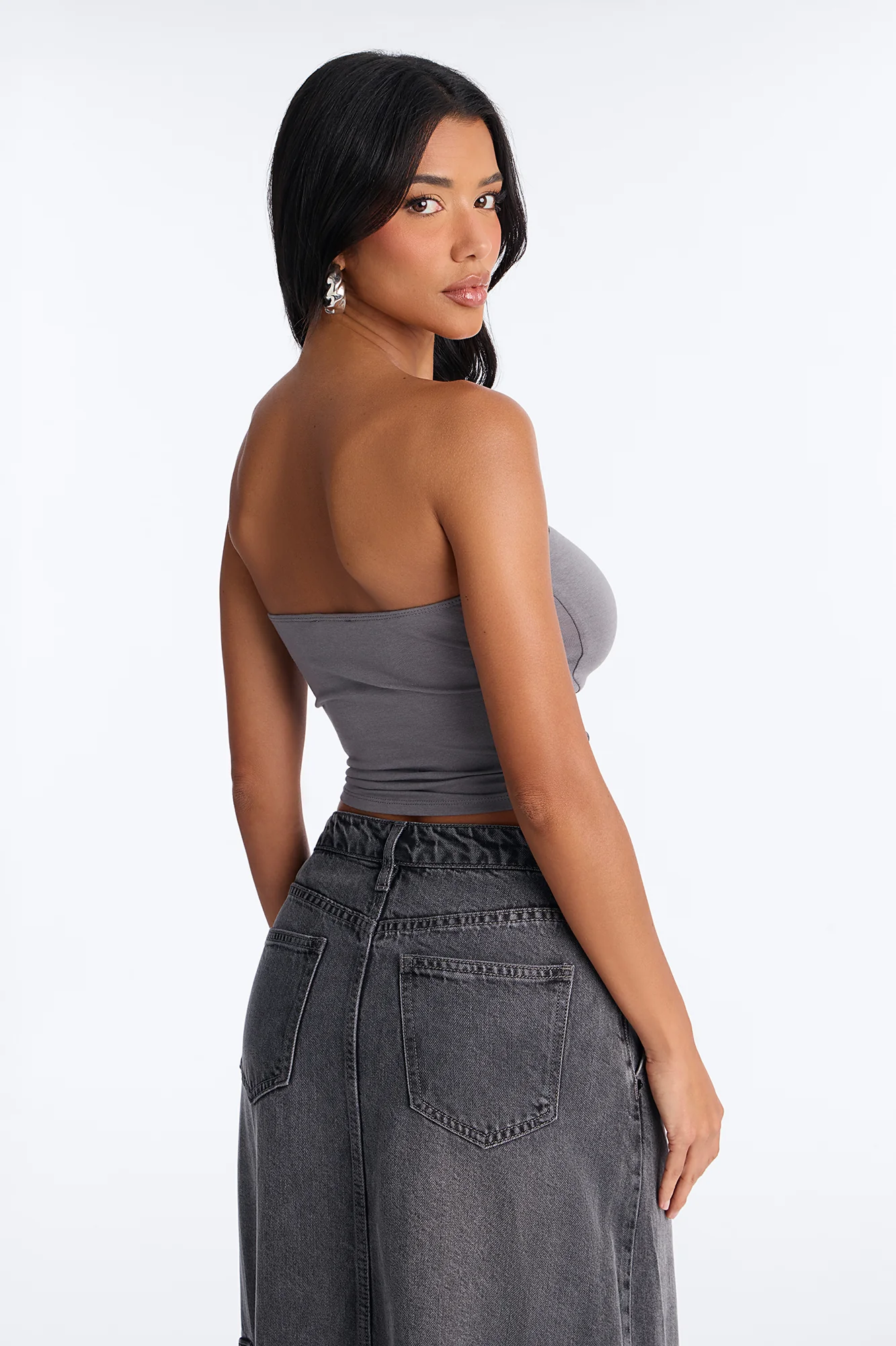 Lyla Double Lined Tube Top - Grey - Image 3