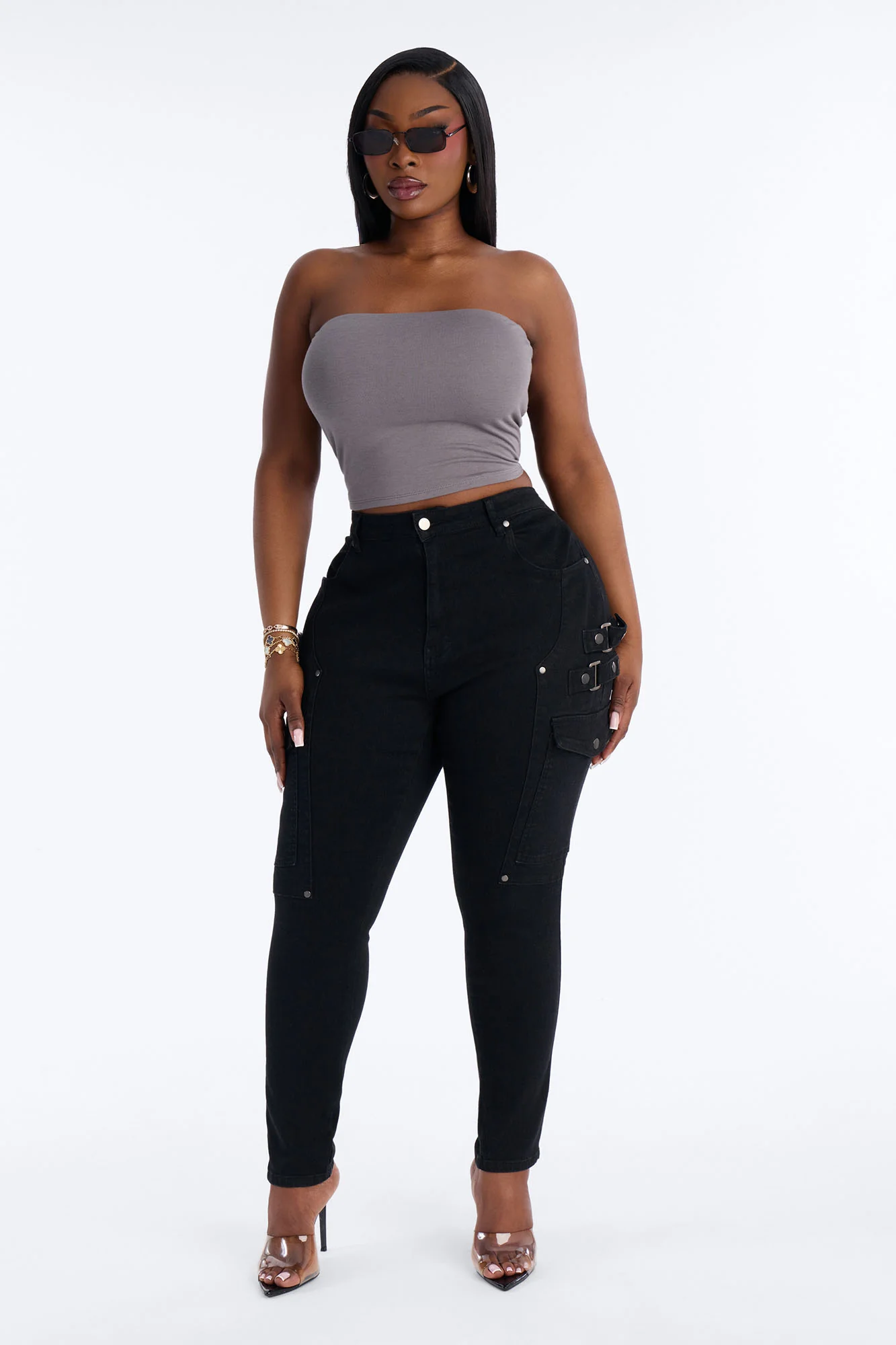 Lyla Double Lined Tube Top - Grey - Image 5