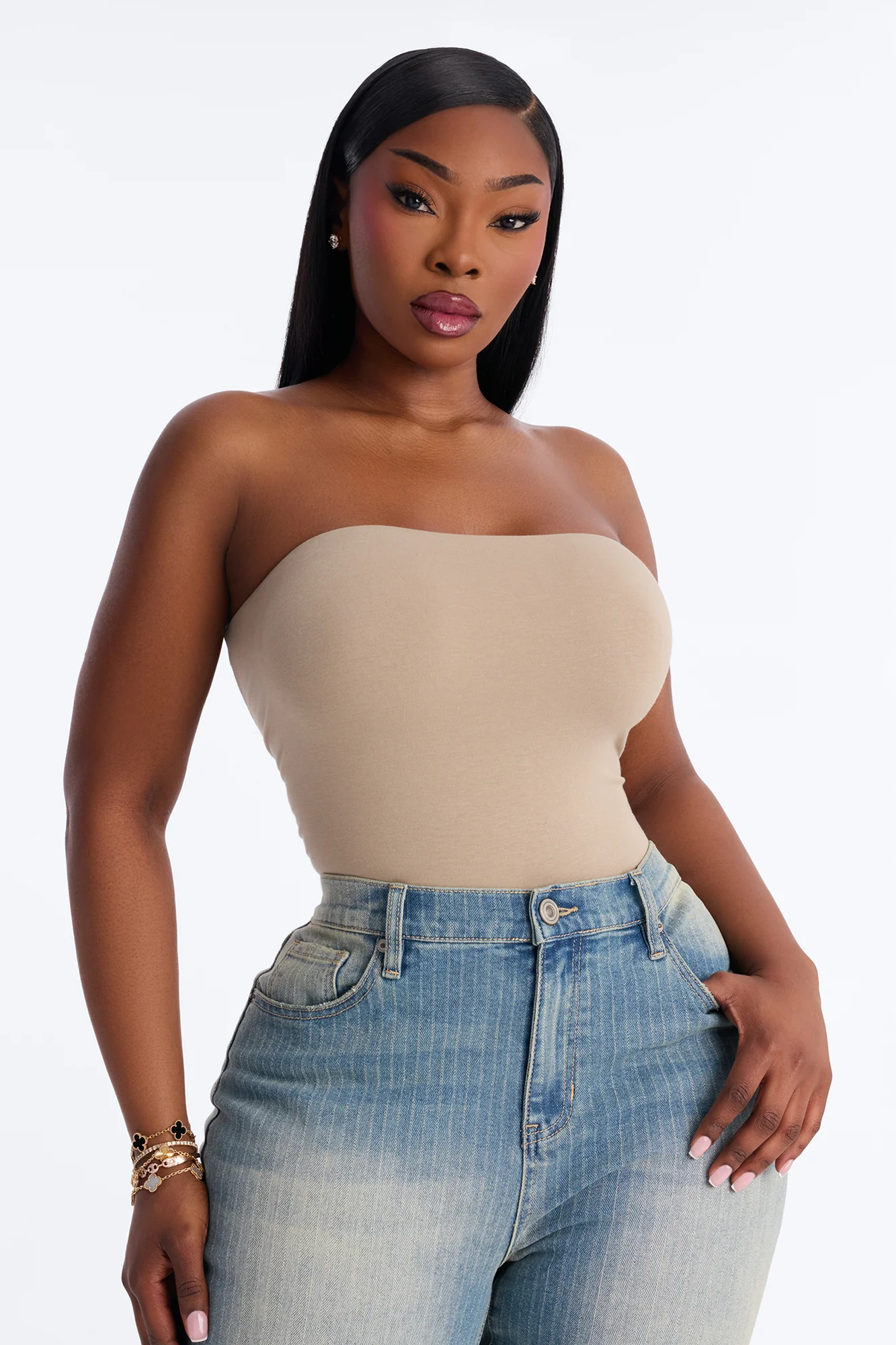 Lyla Double Lined Tube Top - Olive - Image 5