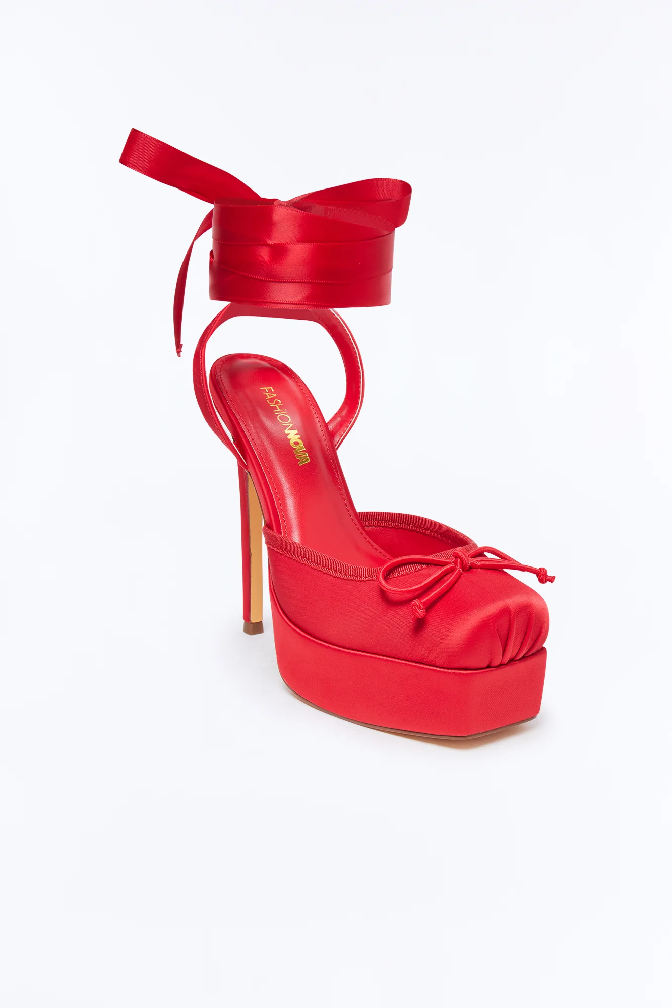 Lyrical Ballet Wrap Up Platform Pumps - Red - Image 2