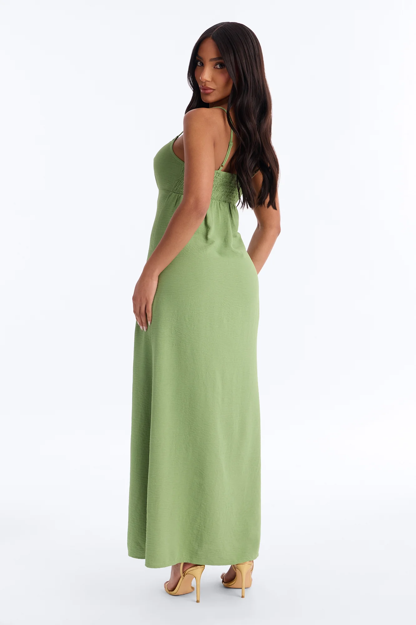 Lysandra Sleeveless Airflow Maxi Dress - Olive - Image 4