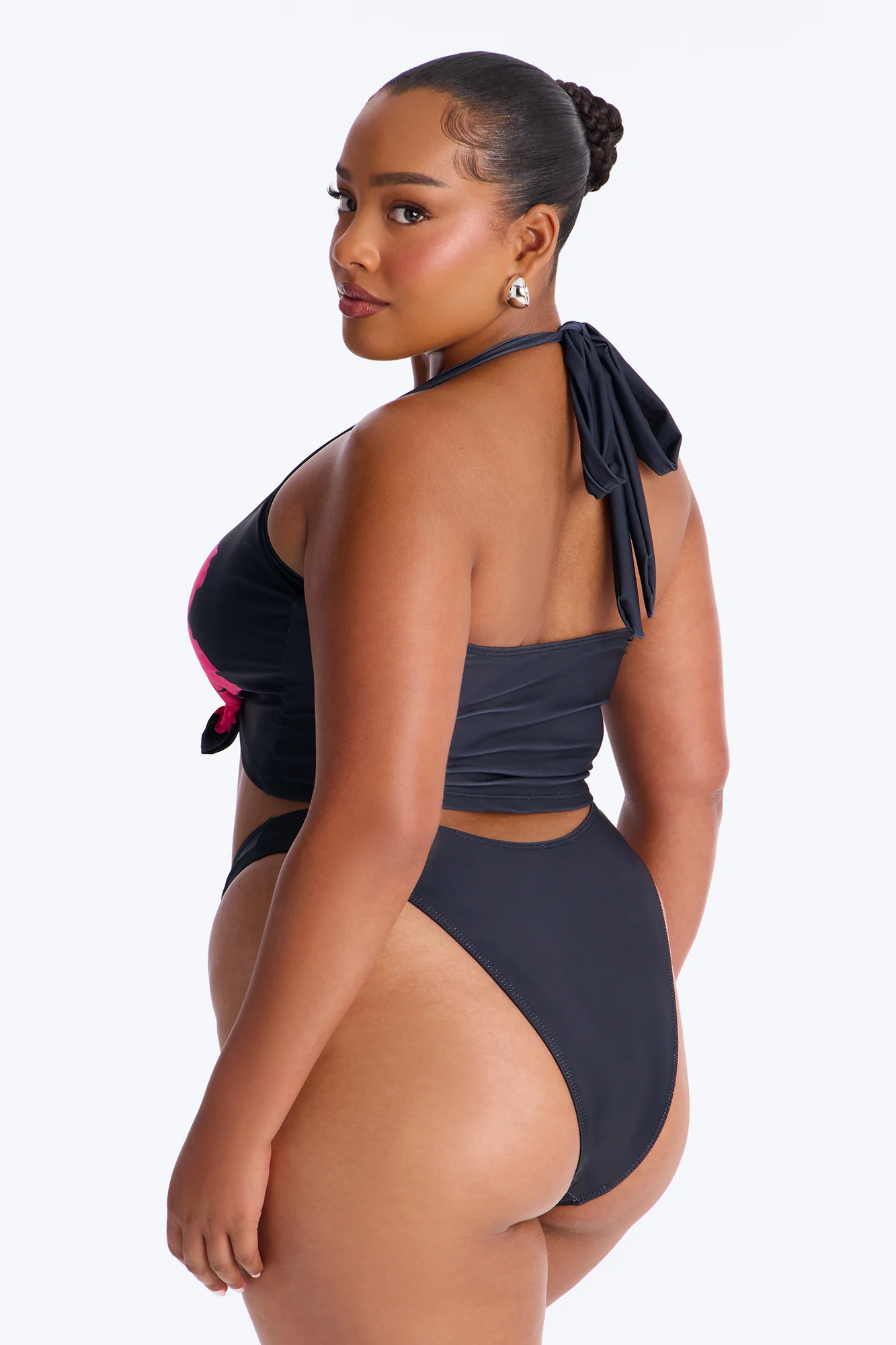 Mabel 2 Piece Floral Tankini Bikini Set - Black/Pink - Image 6