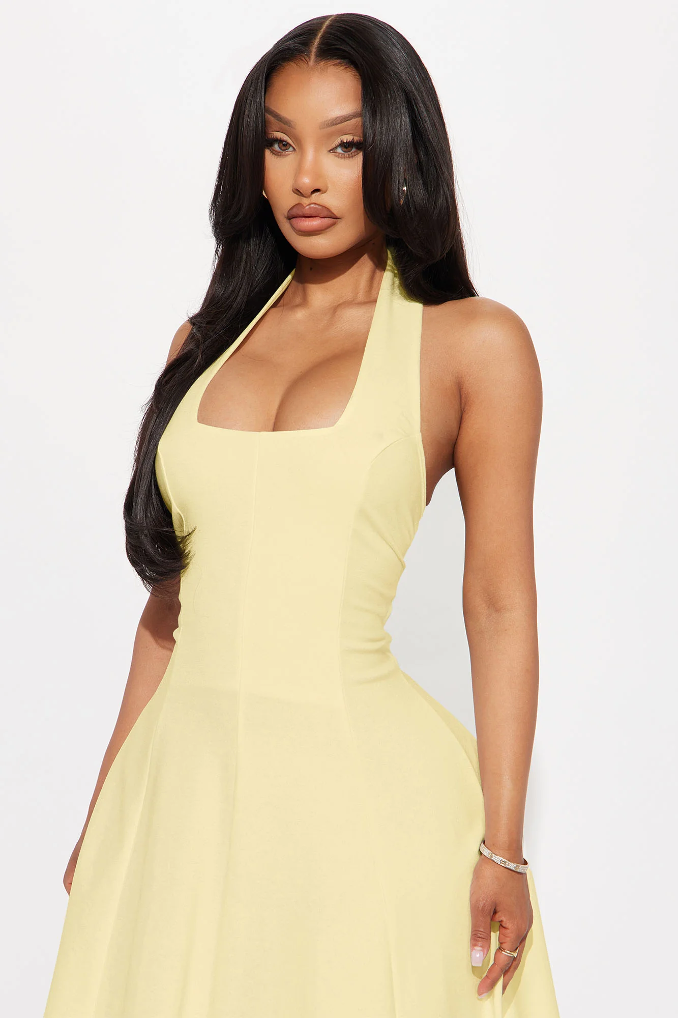 Mabel Ponte Midi Dress - Yellow - Image 2