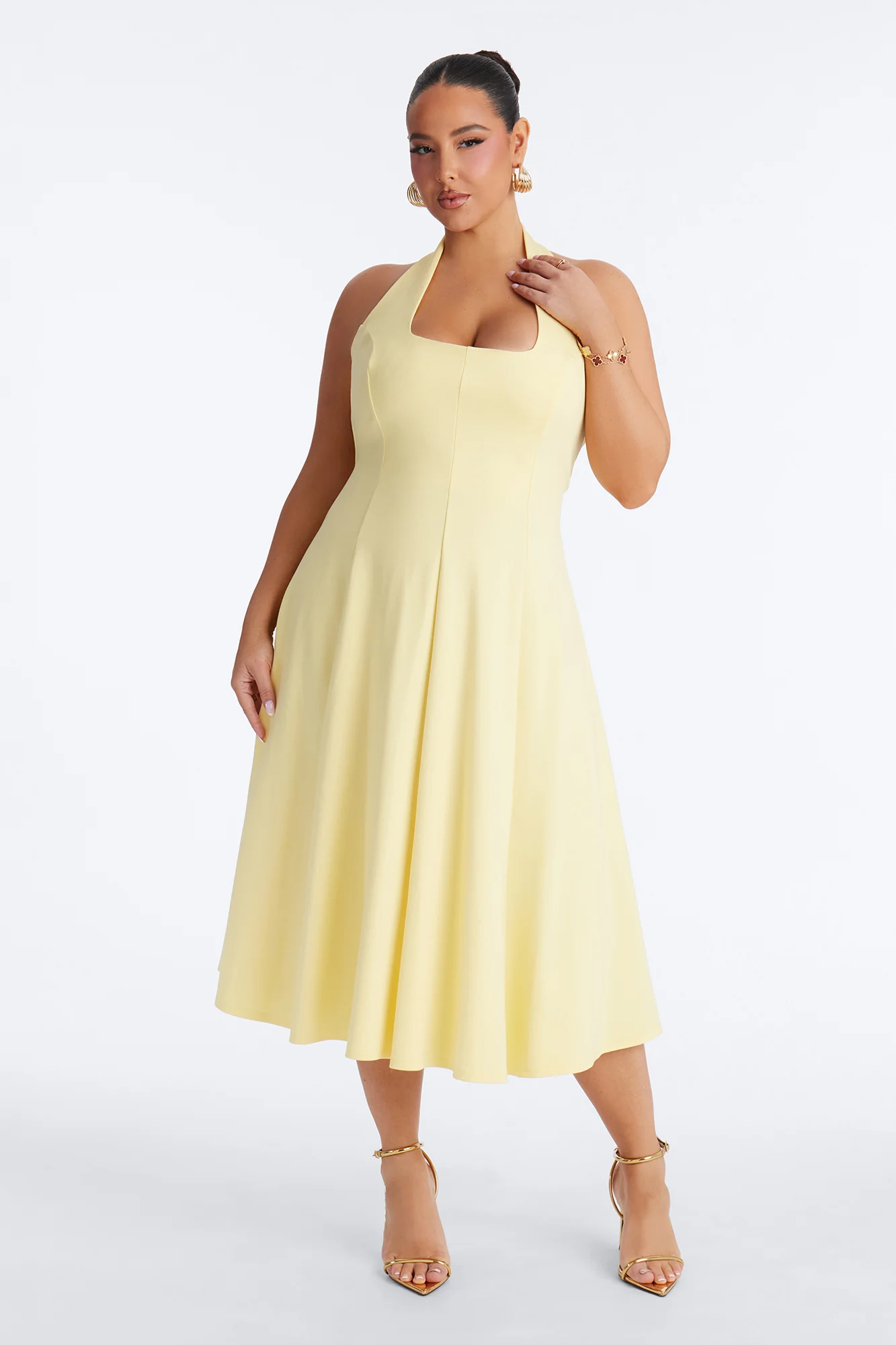 Mabel Ponte Midi Dress - Yellow - Image 4