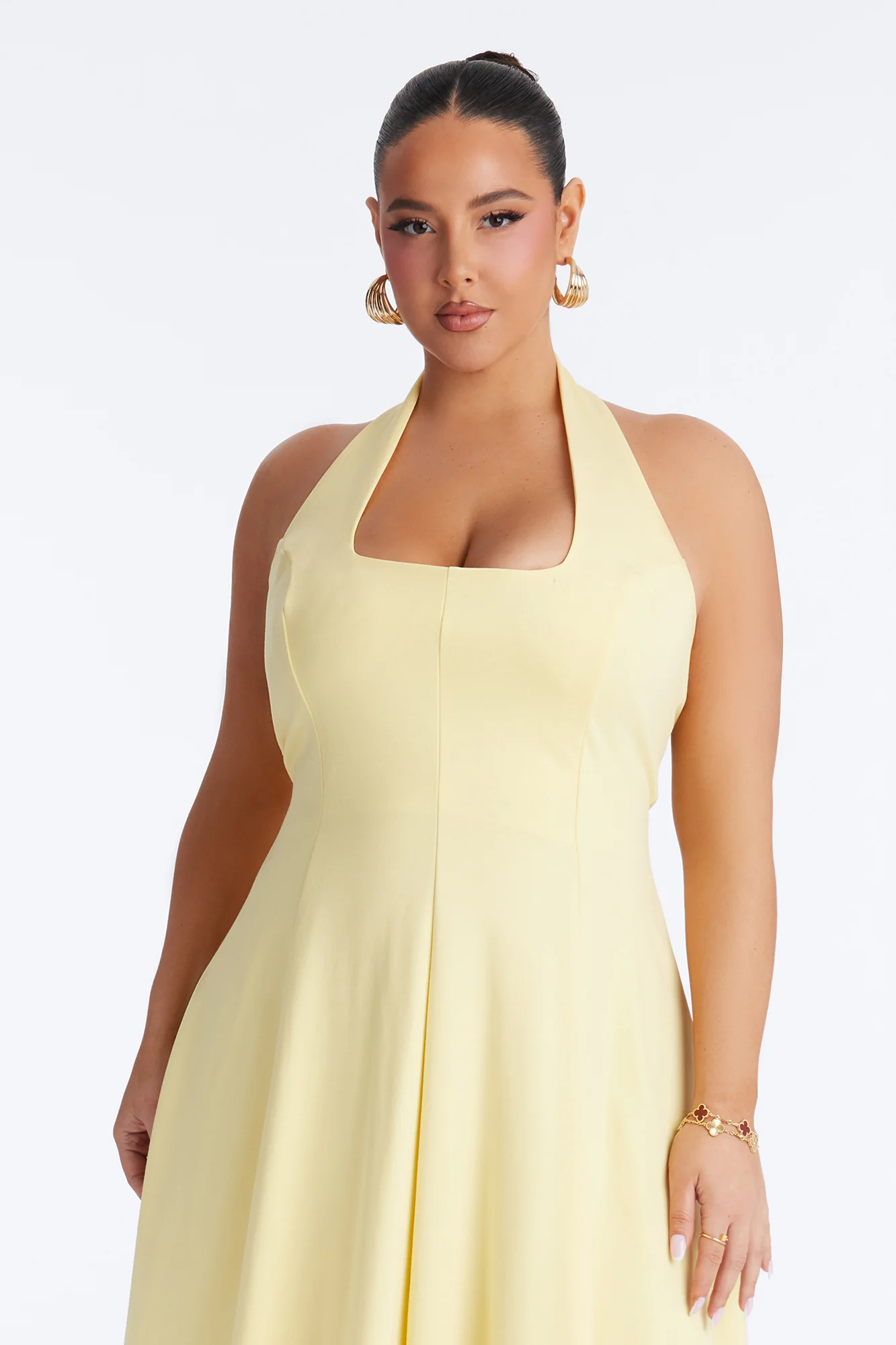 Mabel Ponte Midi Dress - Yellow - Image 5
