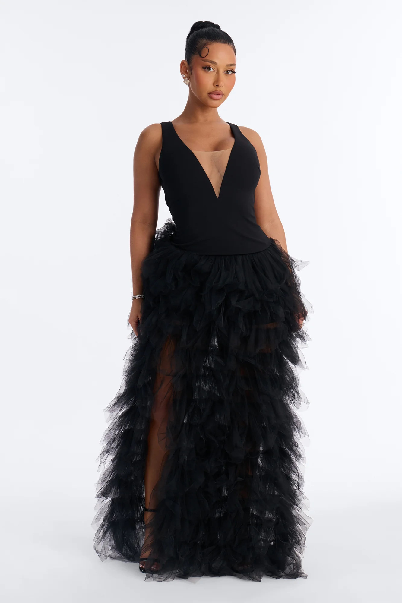Madame Slays Ruffle Gown - Black