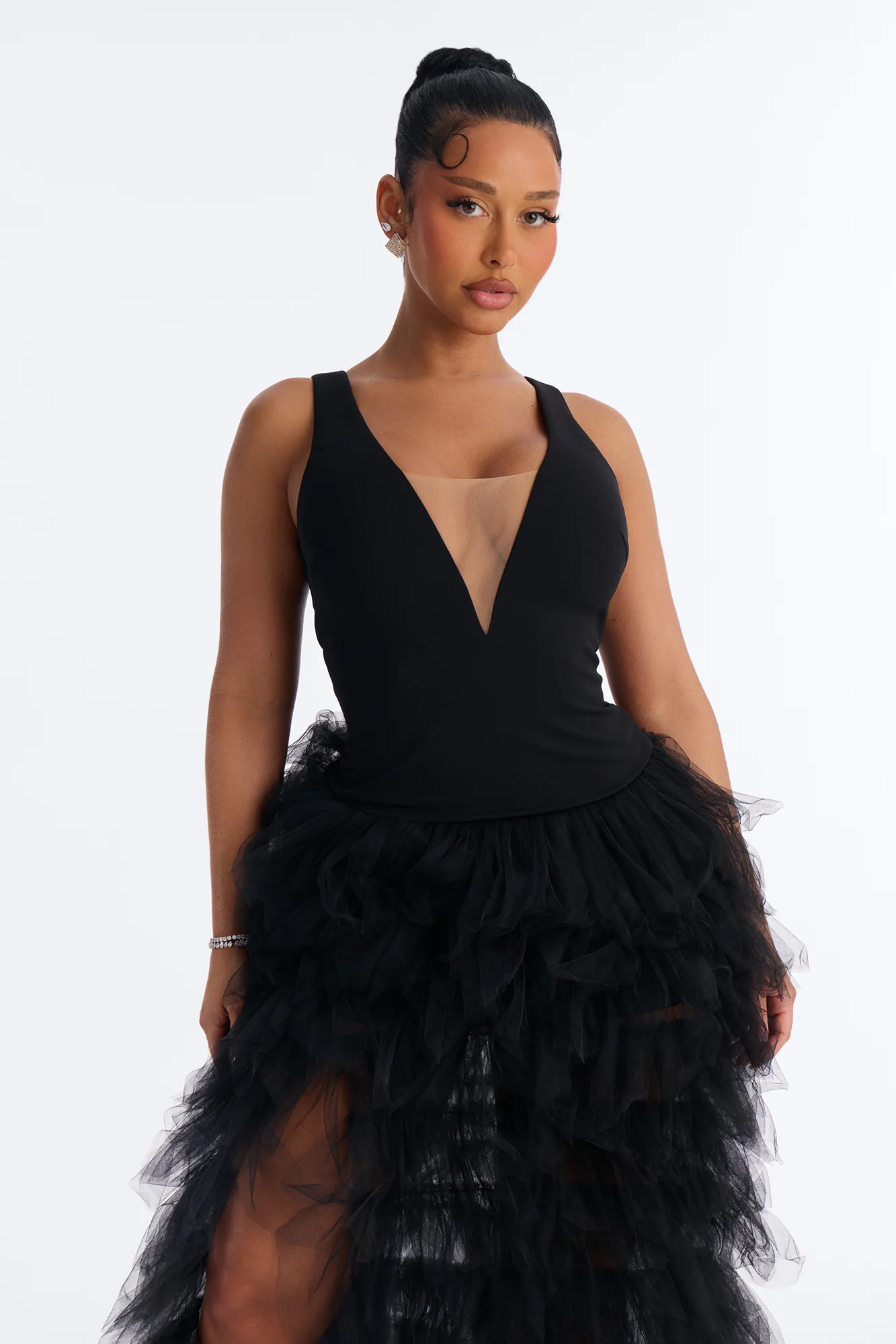 Madame Slays Ruffle Gown - Black - Image 2