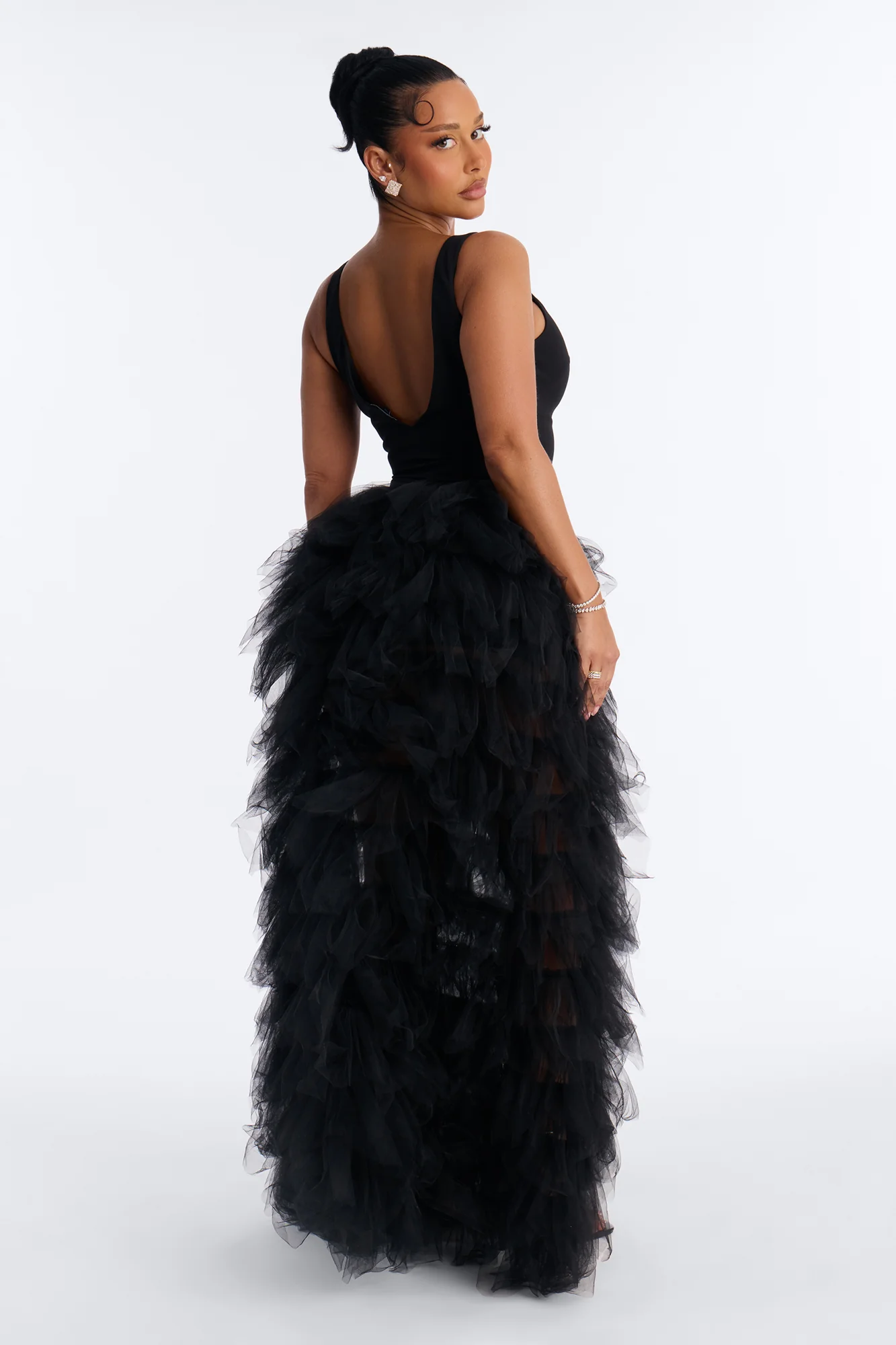Madame Slays Ruffle Gown - Black - Image 4