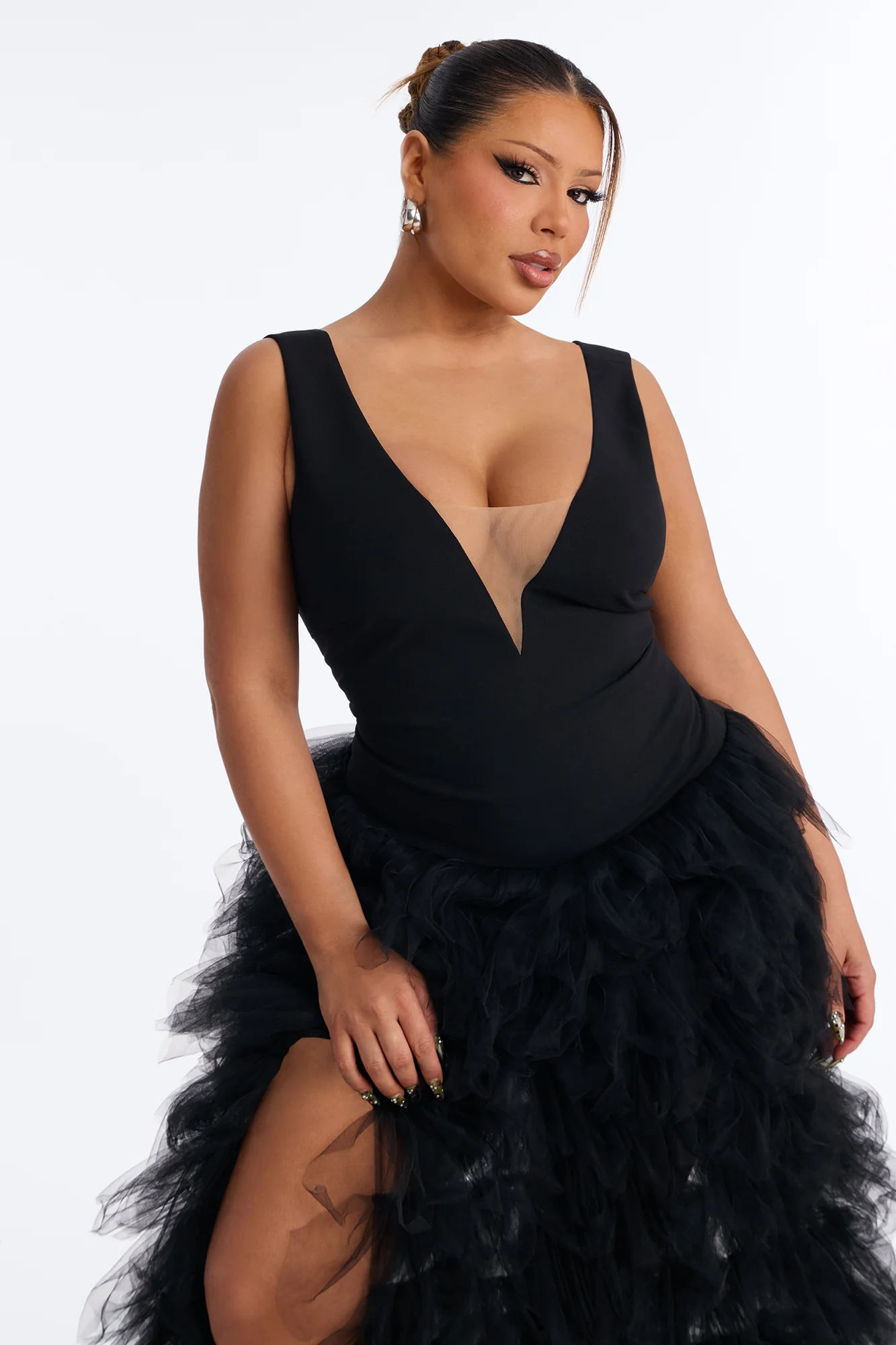 Madame Slays Ruffle Gown - Black - Image 5