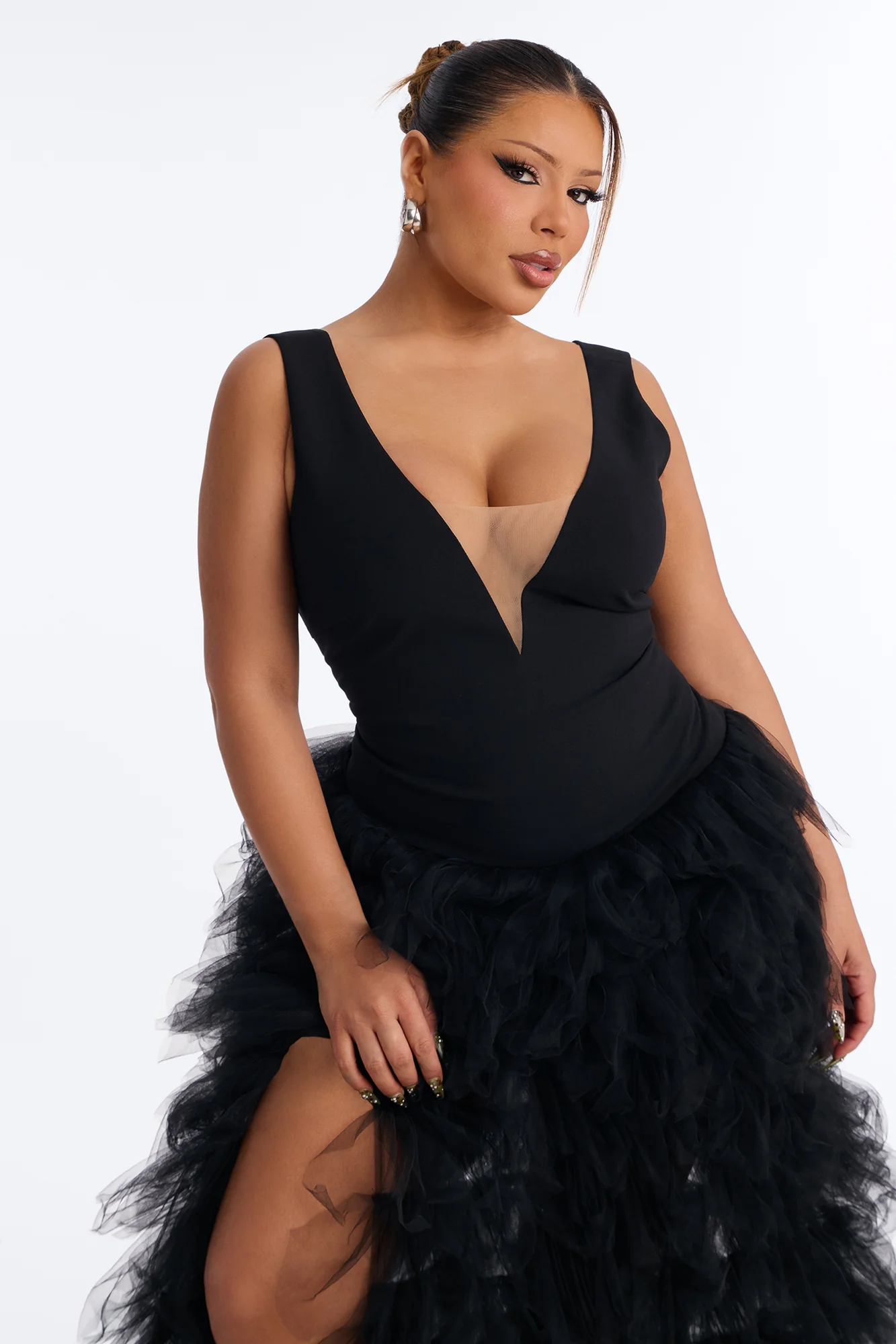 Madame Slays Ruffle Gown - Black - Image 6
