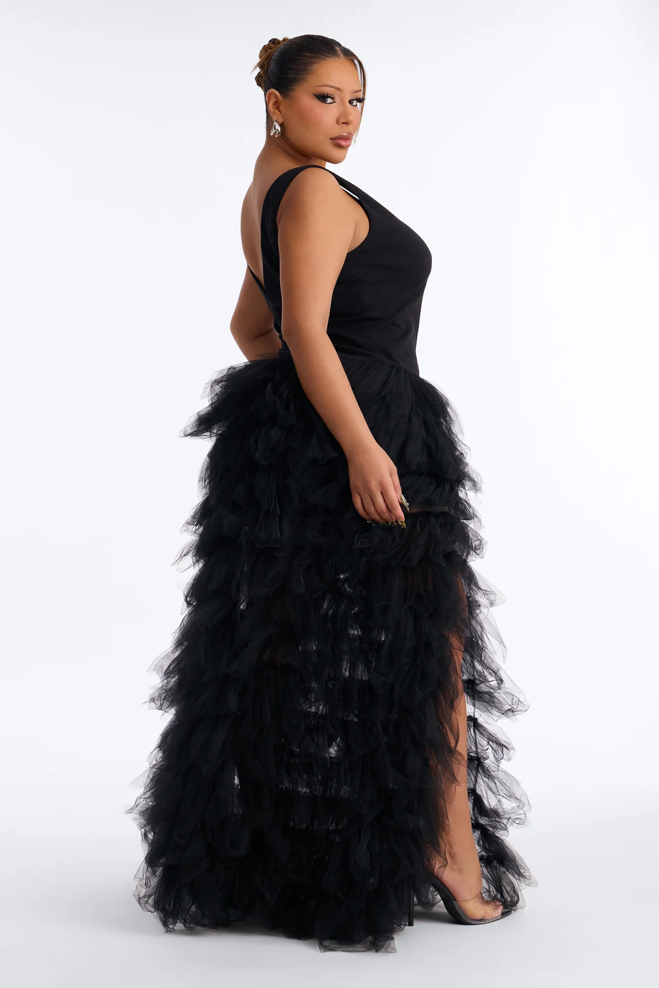 Madame Slays Ruffle Gown - Black - Image 7