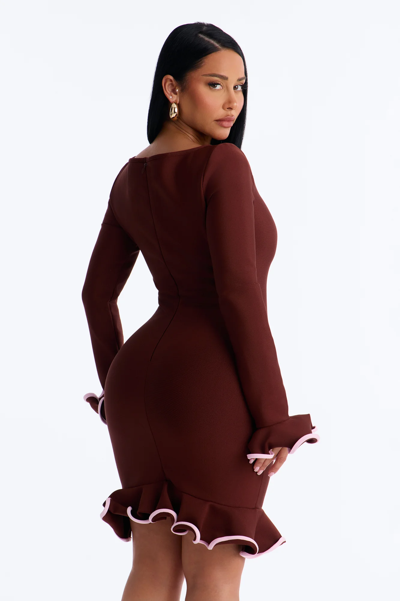 Maddie Bandage Mini Dress - Chocolate - Image 3