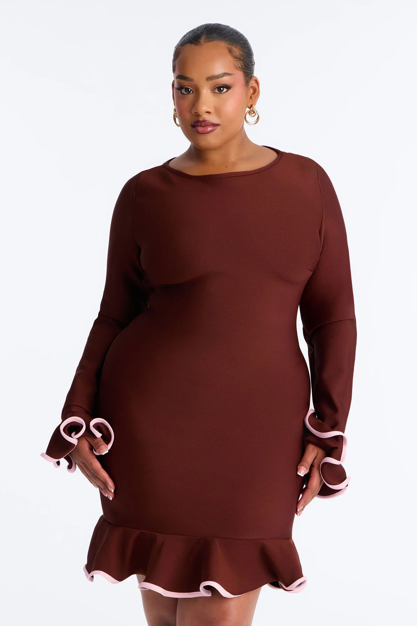Maddie Bandage Mini Dress - Chocolate - Image 4
