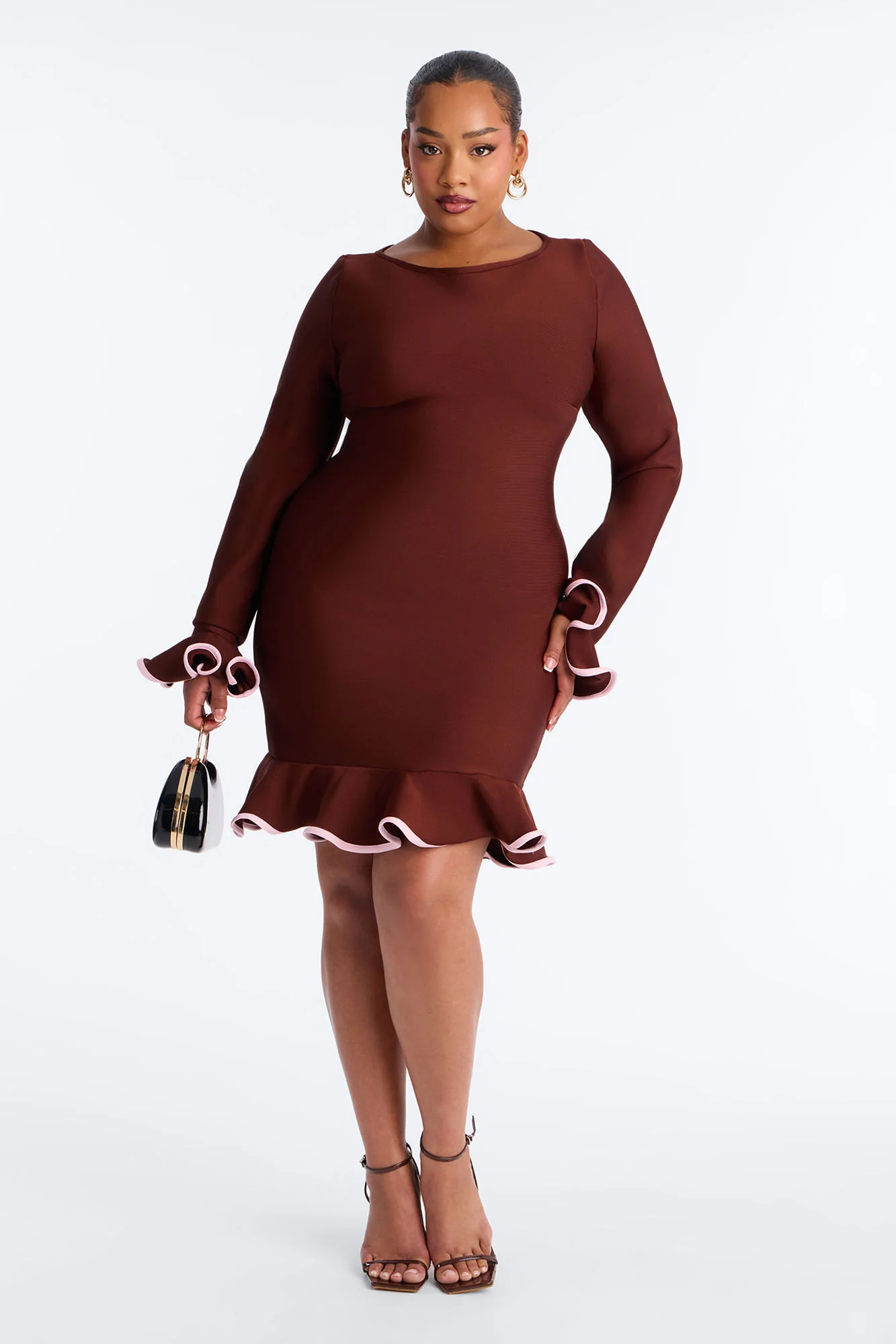Maddie Bandage Mini Dress - Chocolate - Image 5