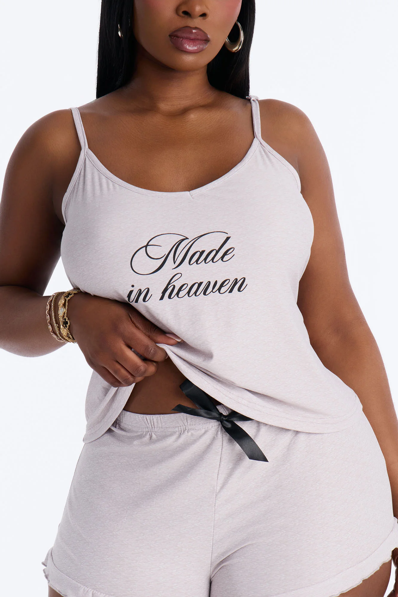 Made In Heaven Cami PJ Short Set - Heather Grey - Image 5