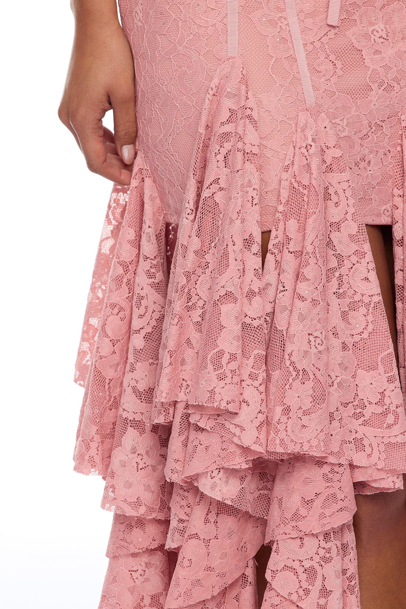 Madeline Ruffle Lace Maxi Dress - Mauve - Image 3