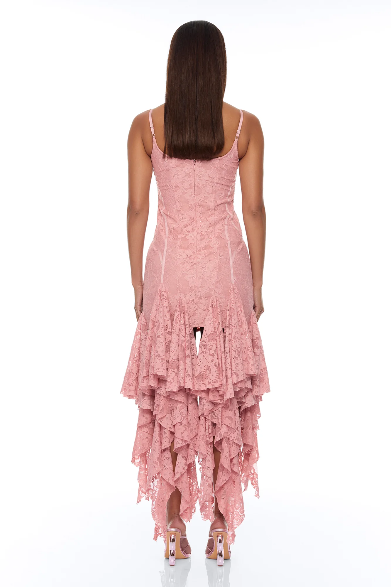 Madeline Ruffle Lace Maxi Dress - Mauve - Image 4